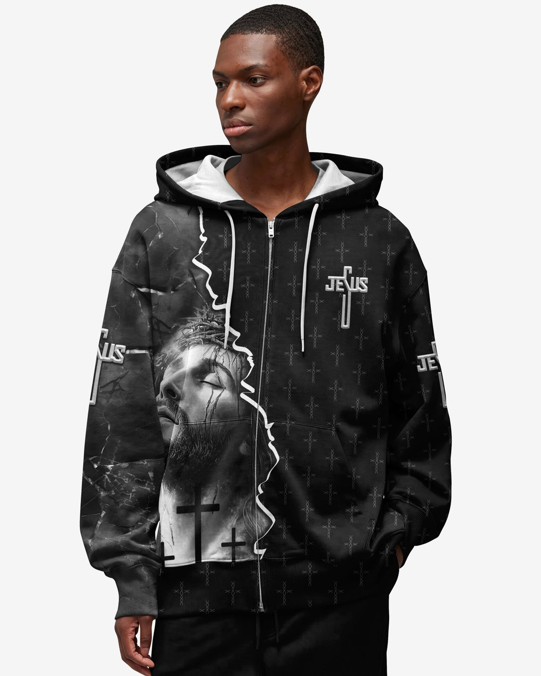 Love Has Conquered The Grave All Over Print Zip Hoodie - Christ Color
