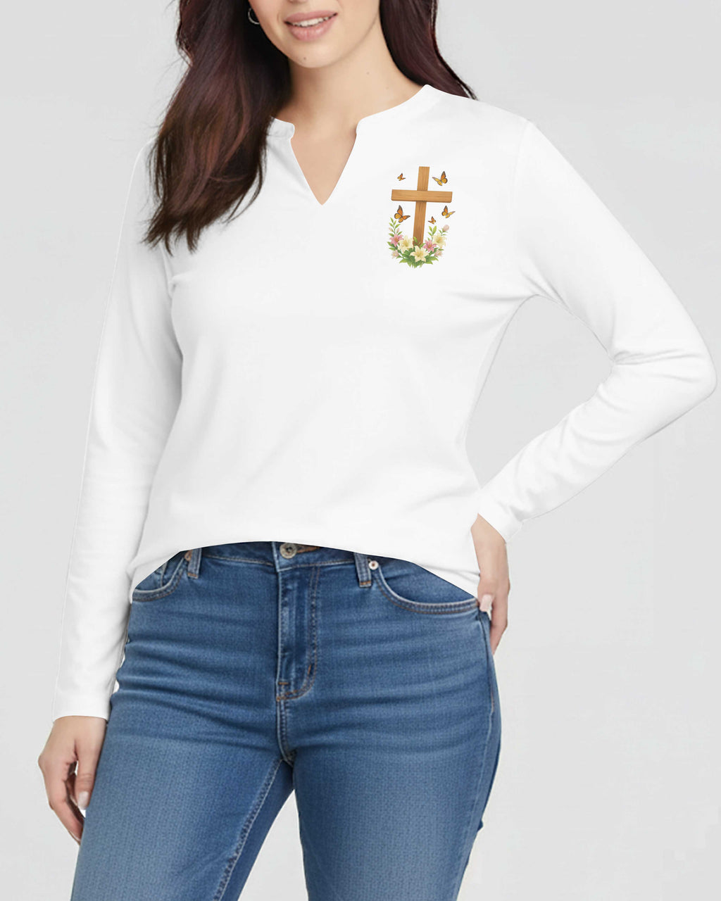 Thank You God V-neck Long Sleeves Shirt