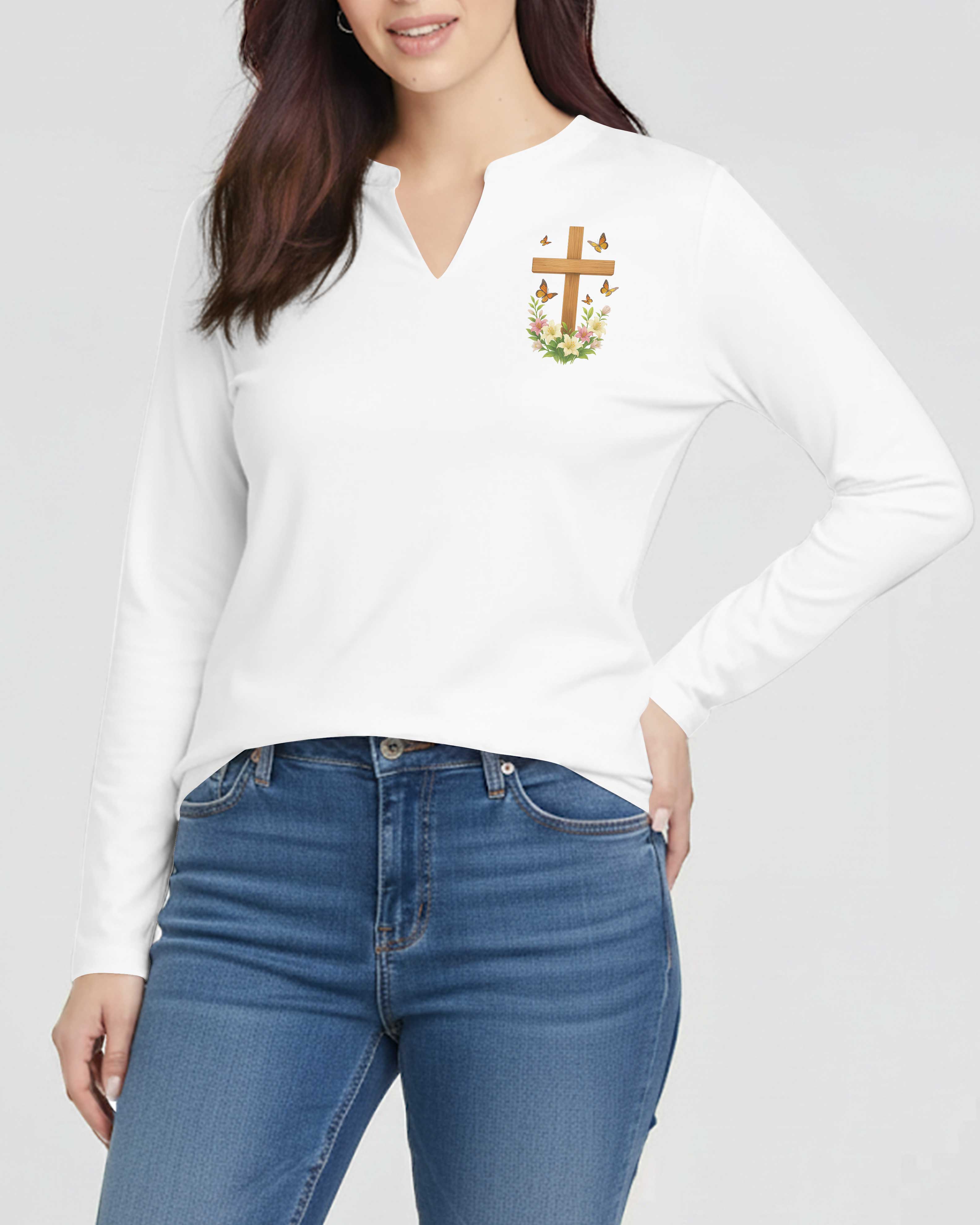 Thank You God V-neck Long Sleeves Shirt
