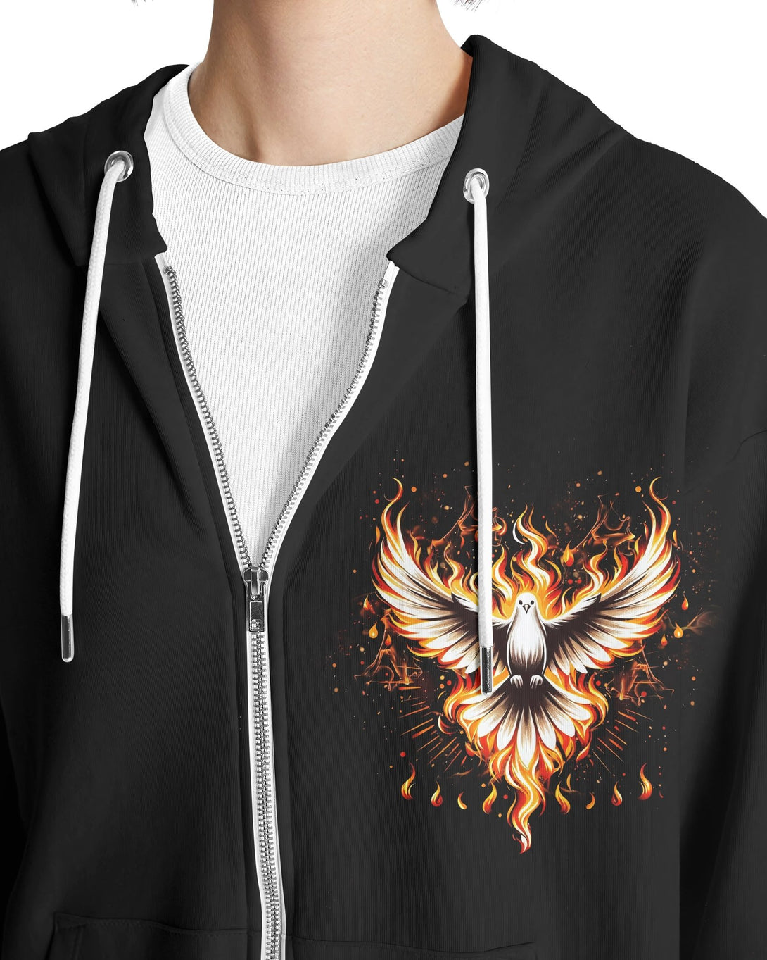 Baptized In Fire All Over Print Zip Hoodie - Christ Color
