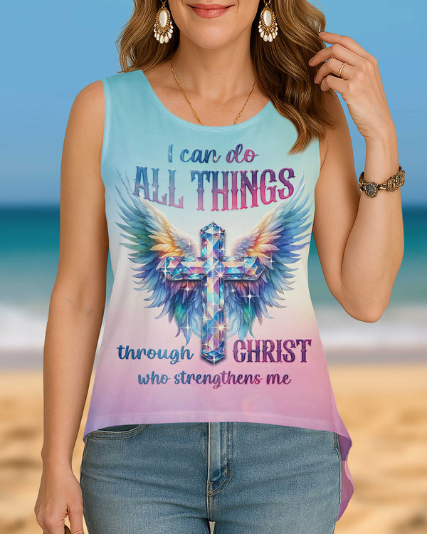 I Can Do All Things Through Christ Who Strengthens Me All Over Print Crop Out Wrap Back Tank Top