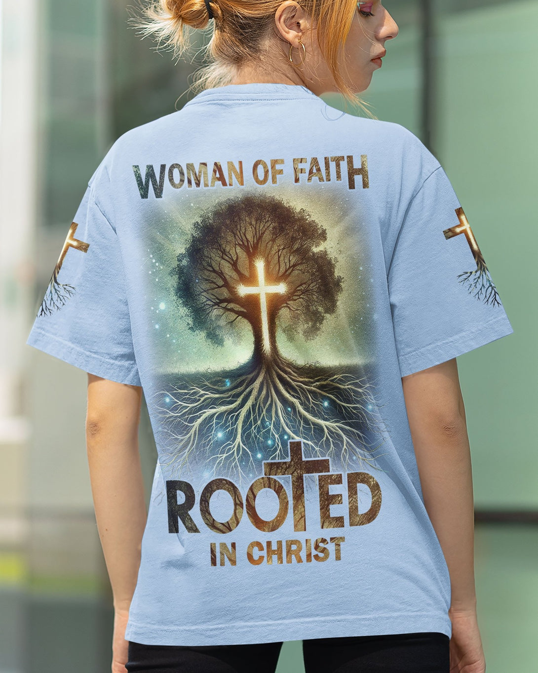 Woman Of Faith Rooted In Christ All Over Print T-shirt - Christ Color