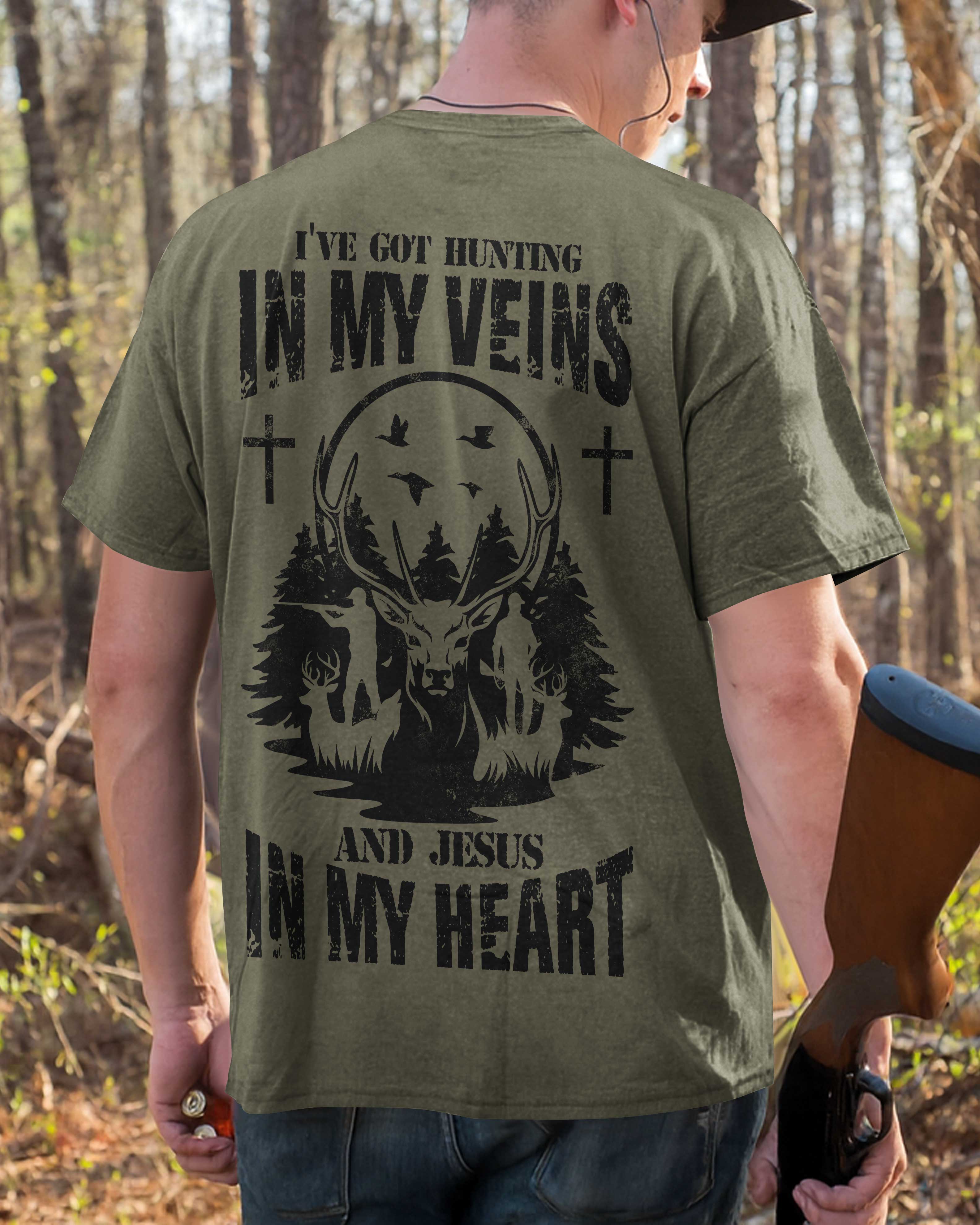 I've Got Hunting In My Veins And Jesus In My Heart Custom Name T-Shirt
