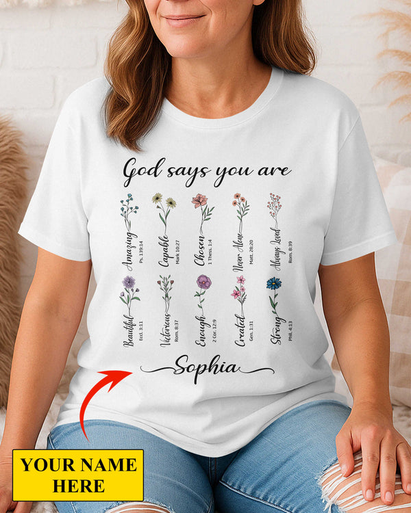 You Are Strong Amazing Capable Chosen Never Alone Always Loved Enough Beautiful Unique Created T-Shirt