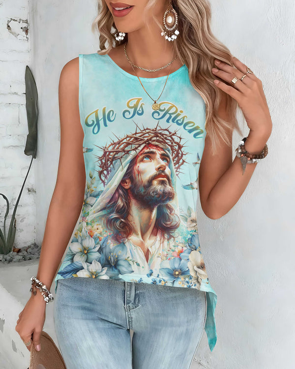 He Is Risen All Over Print Cut Out Wrap Back Tank Top