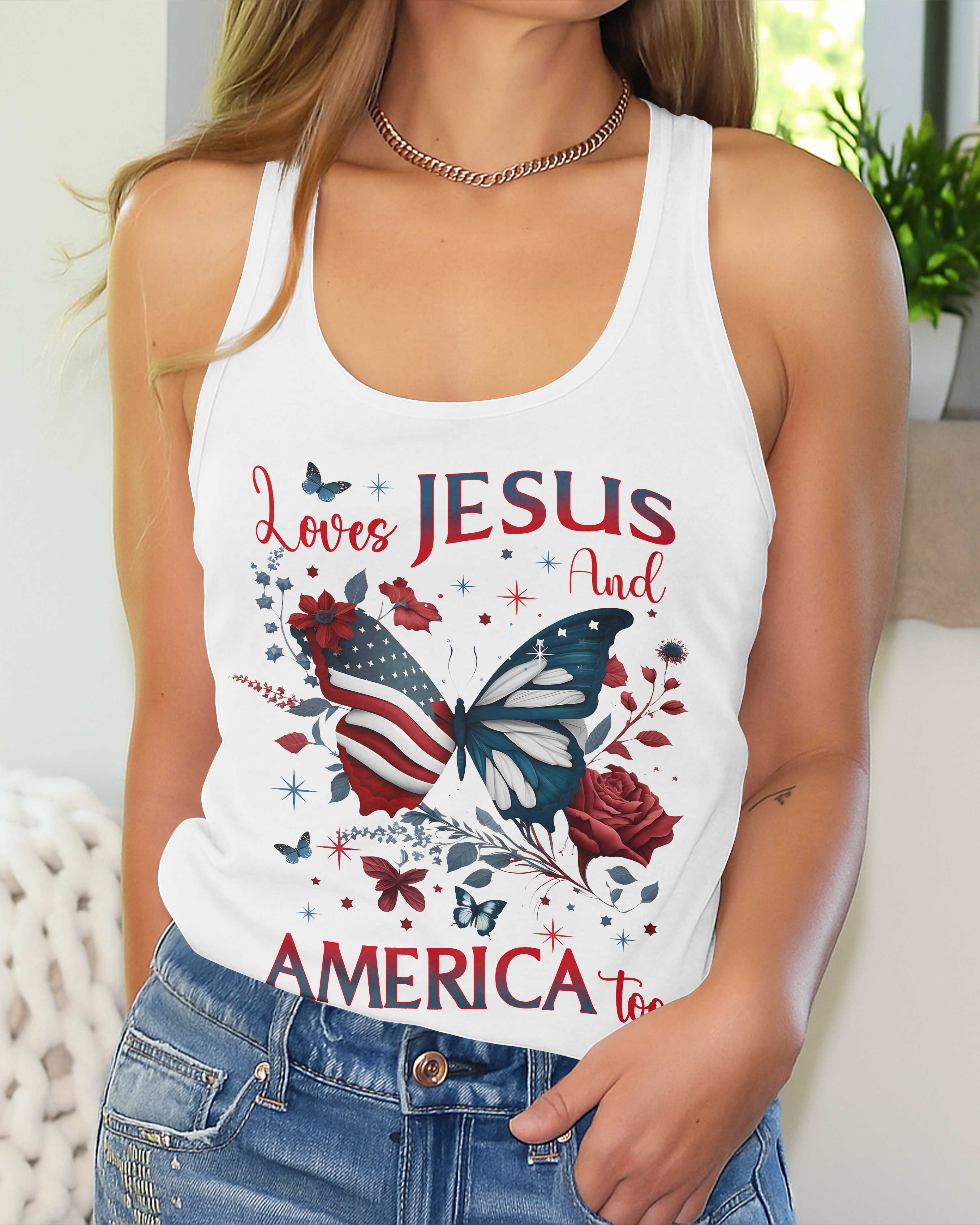 Loves Jesus And America Too All Over Print Summer Tank Top