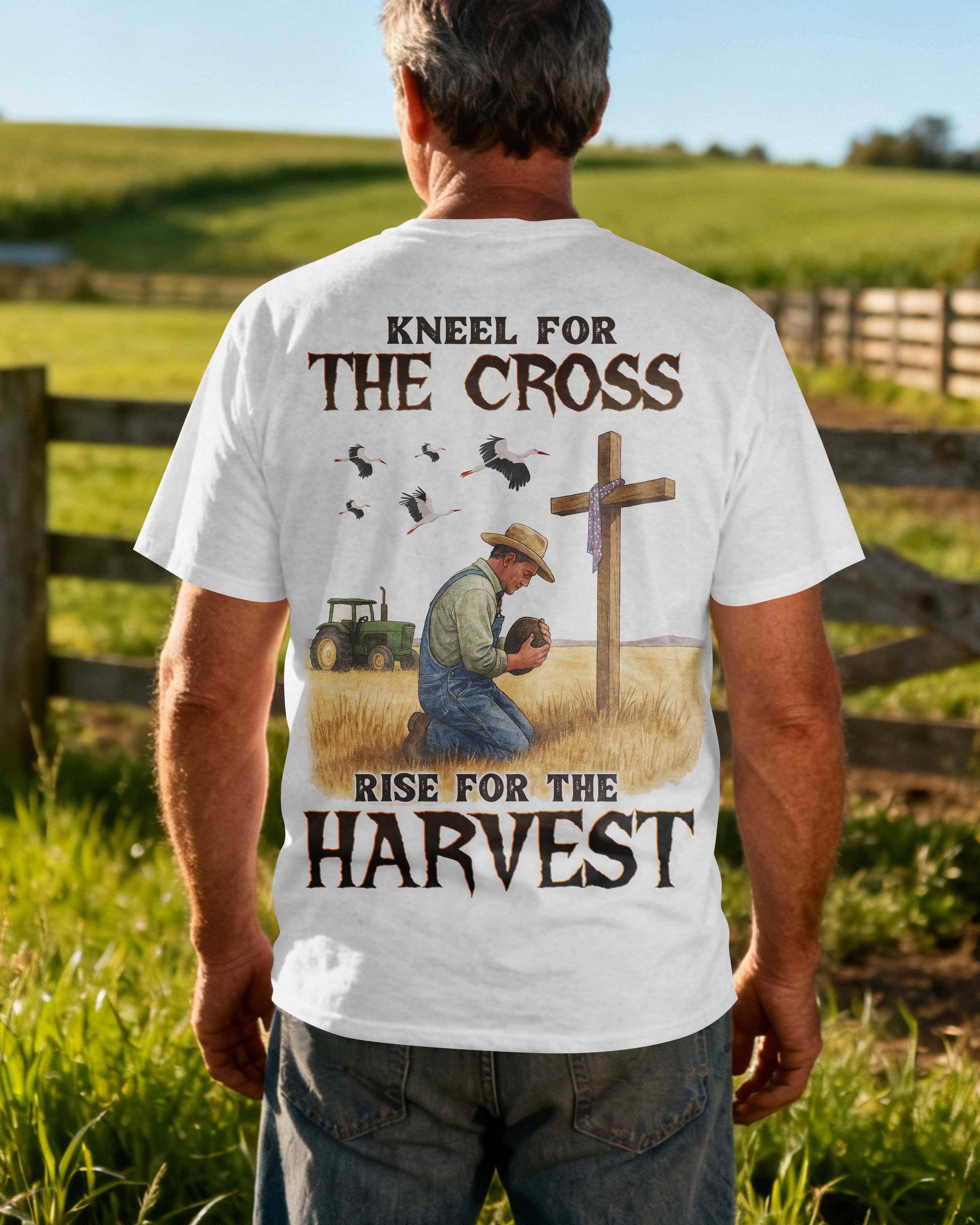 Kneel For The Cross Rise For The Harvest T-Shirt