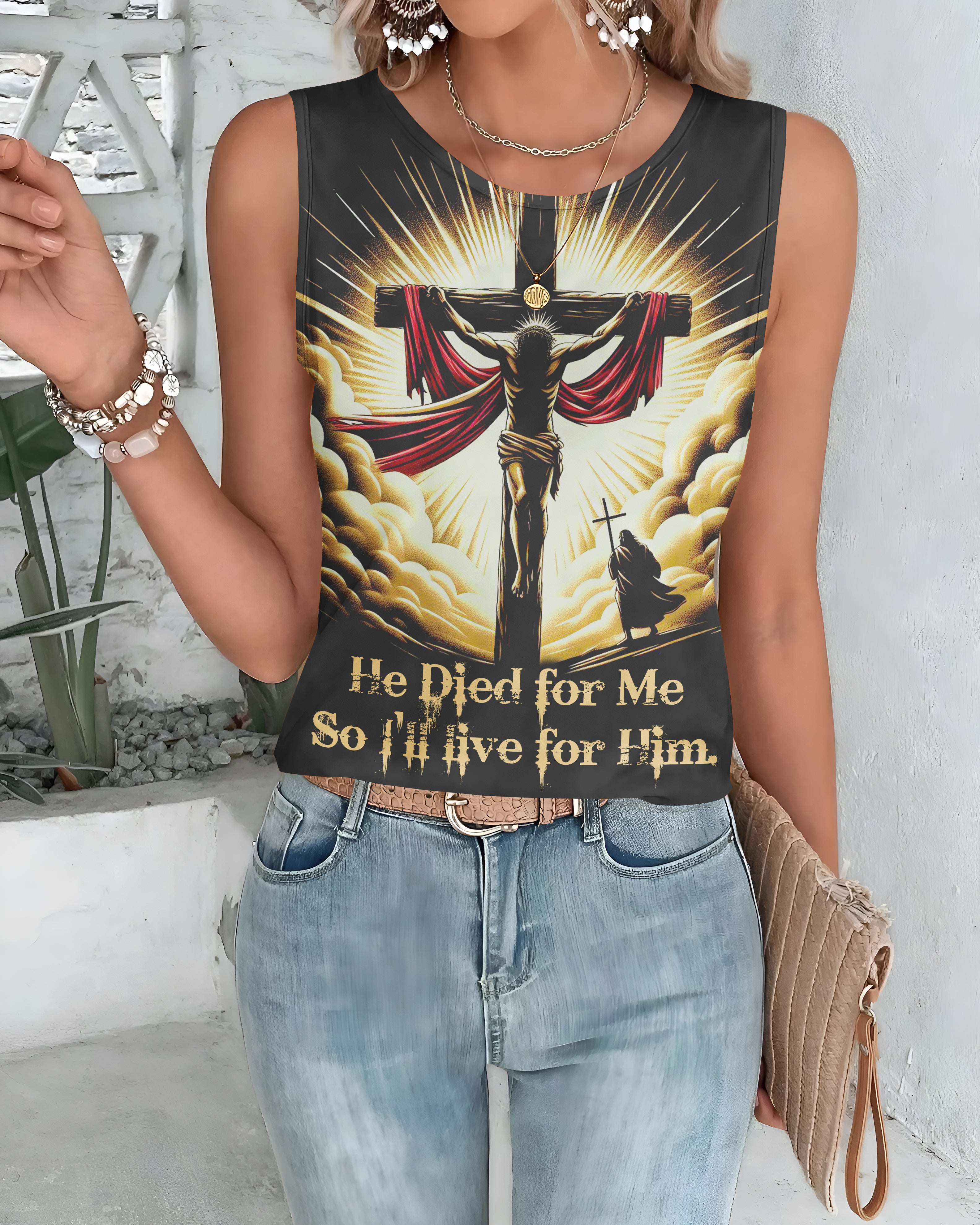 He Died For Me So I'll Live For Him All Over Print T-Shirt