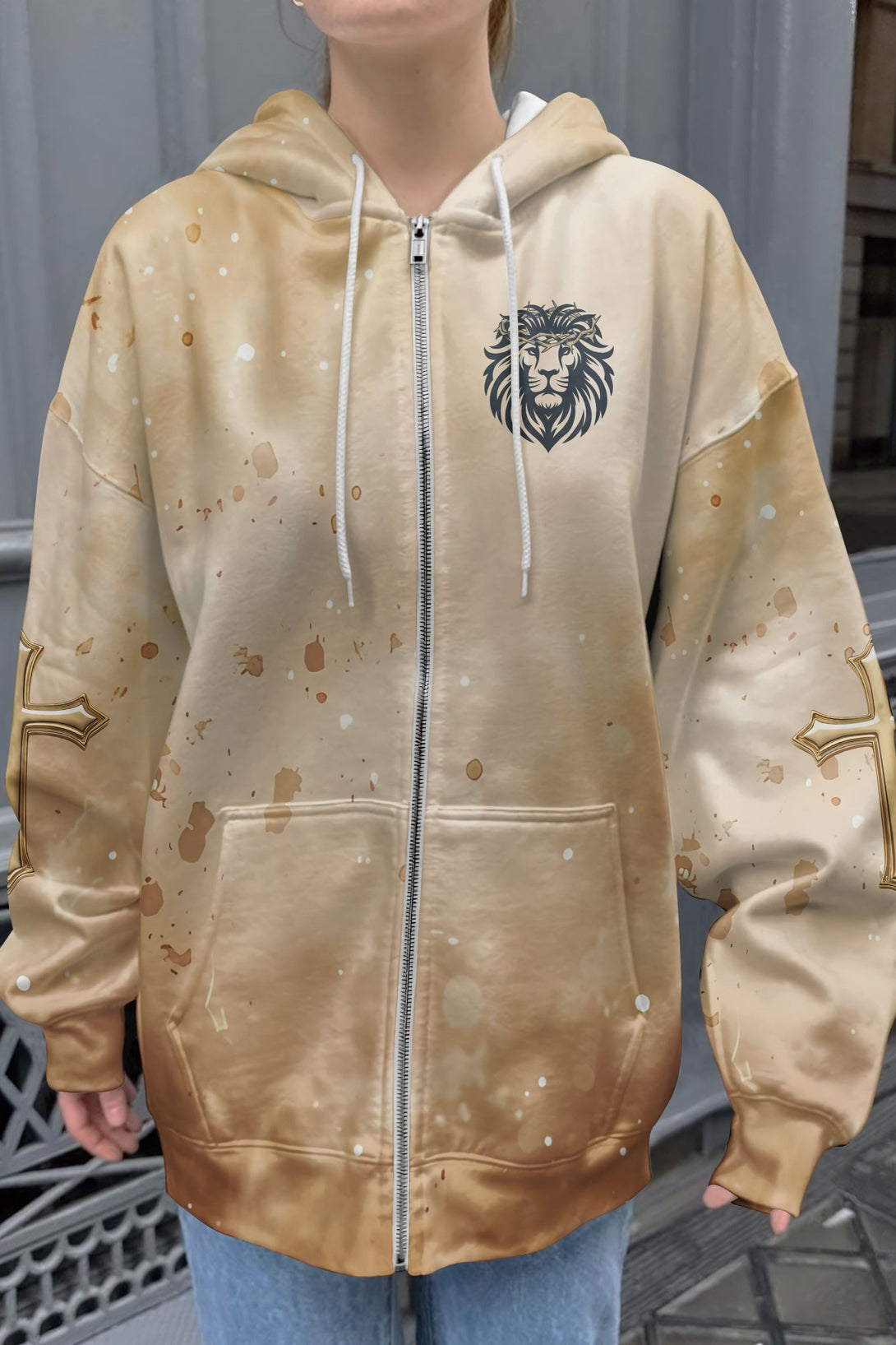 Behold The Lion Of The Tribe Of Judah Has Triumphed All Over Print Zip Hoodie - Christ Color