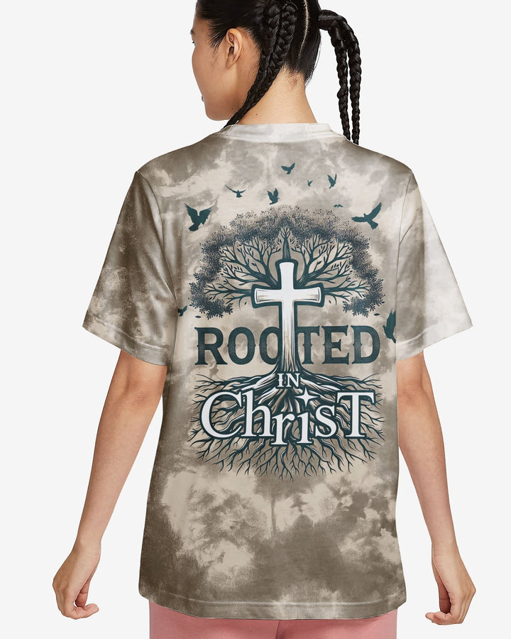 Rooted In Christ All Over Print T-shirt - Christ Color
