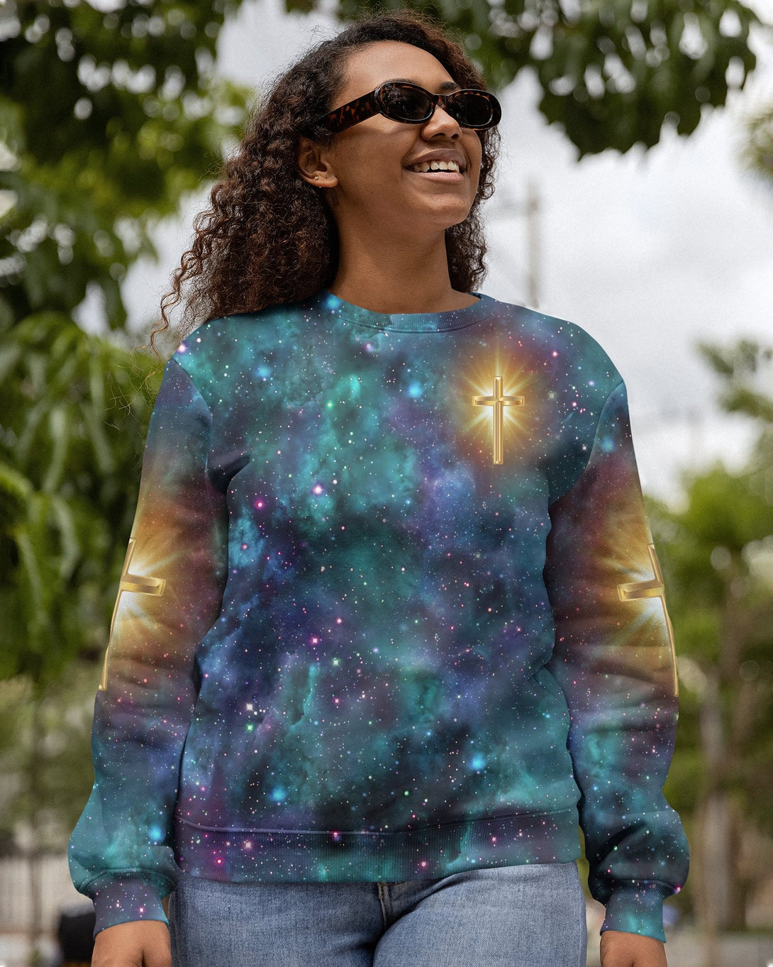 Whoever Drinks The Water I Give Them Will Never Thirst All Over Print Sweater - Christ Color