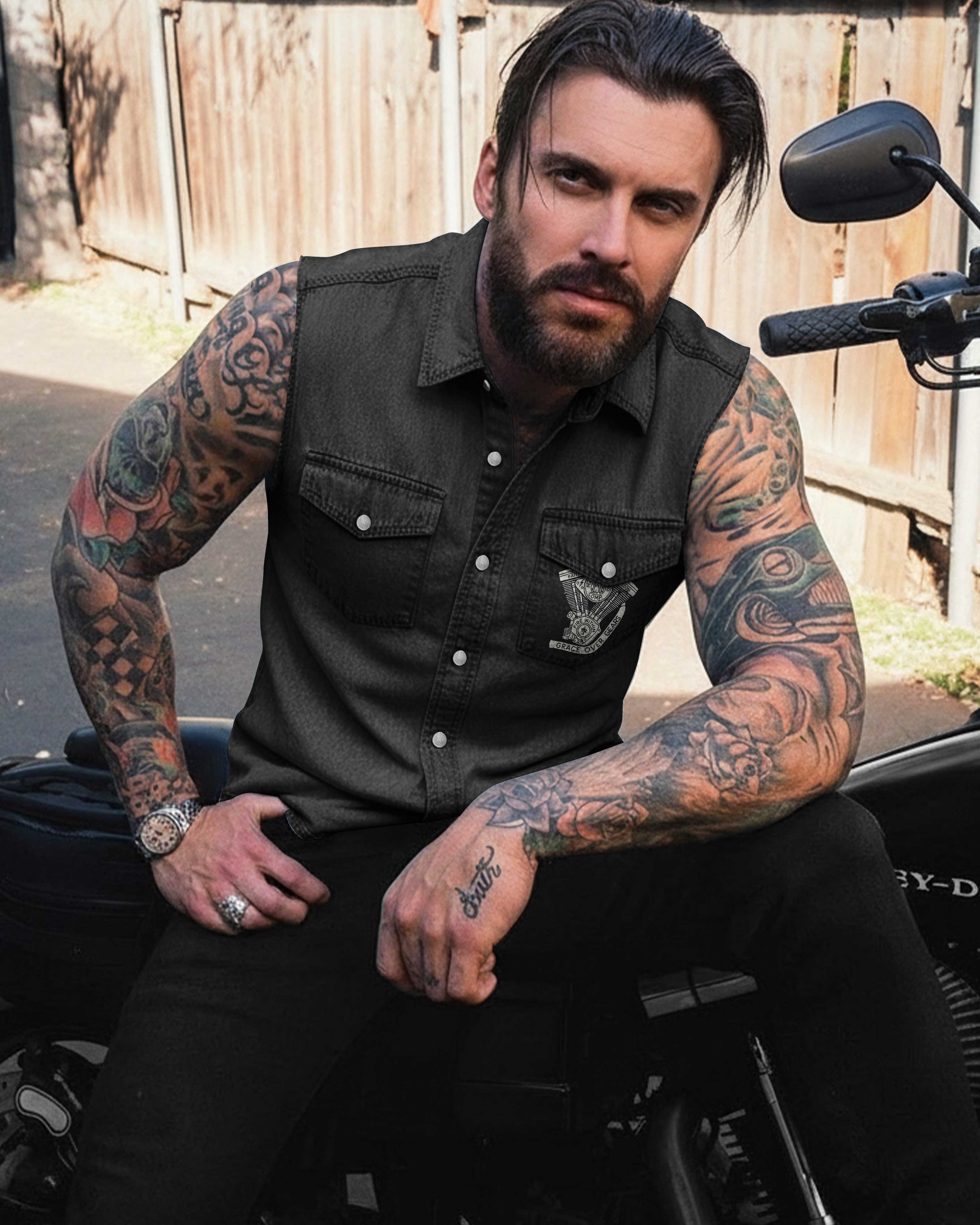 Every Mile A Prayer Sleevesless Denim T-Shirt