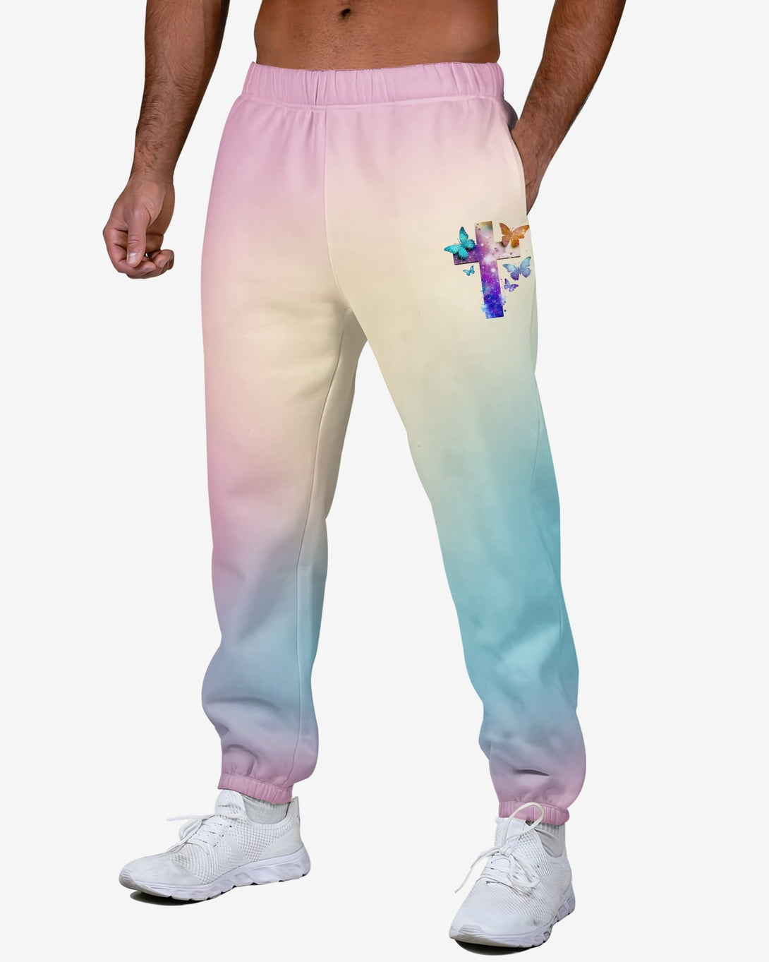 Butterfly Faith Hope Love All Over Print Jogger Pants - Christ Color