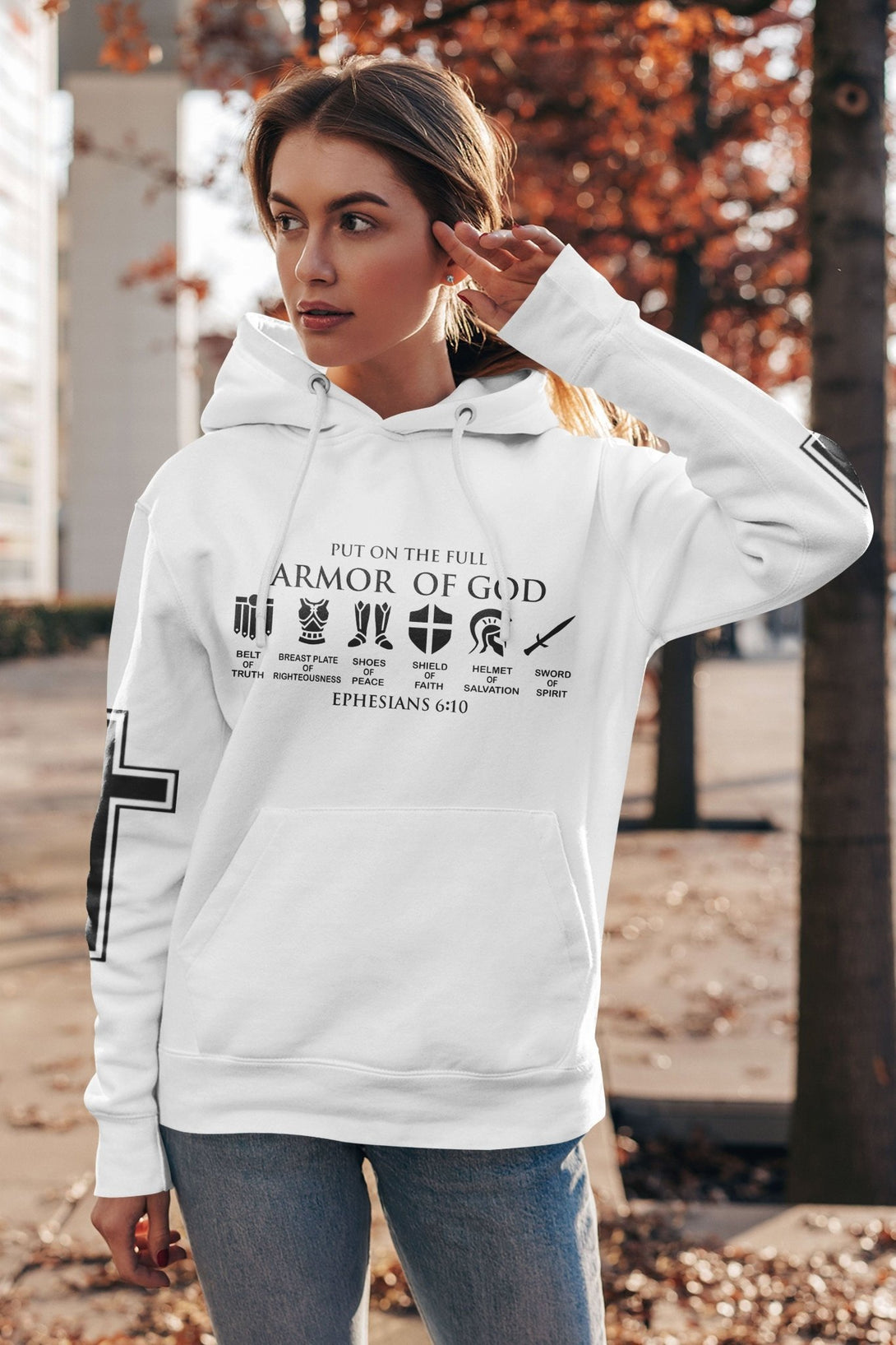 My Soul Is Protected By The Armor Of God All Over Print Hoodie - Christ Color
