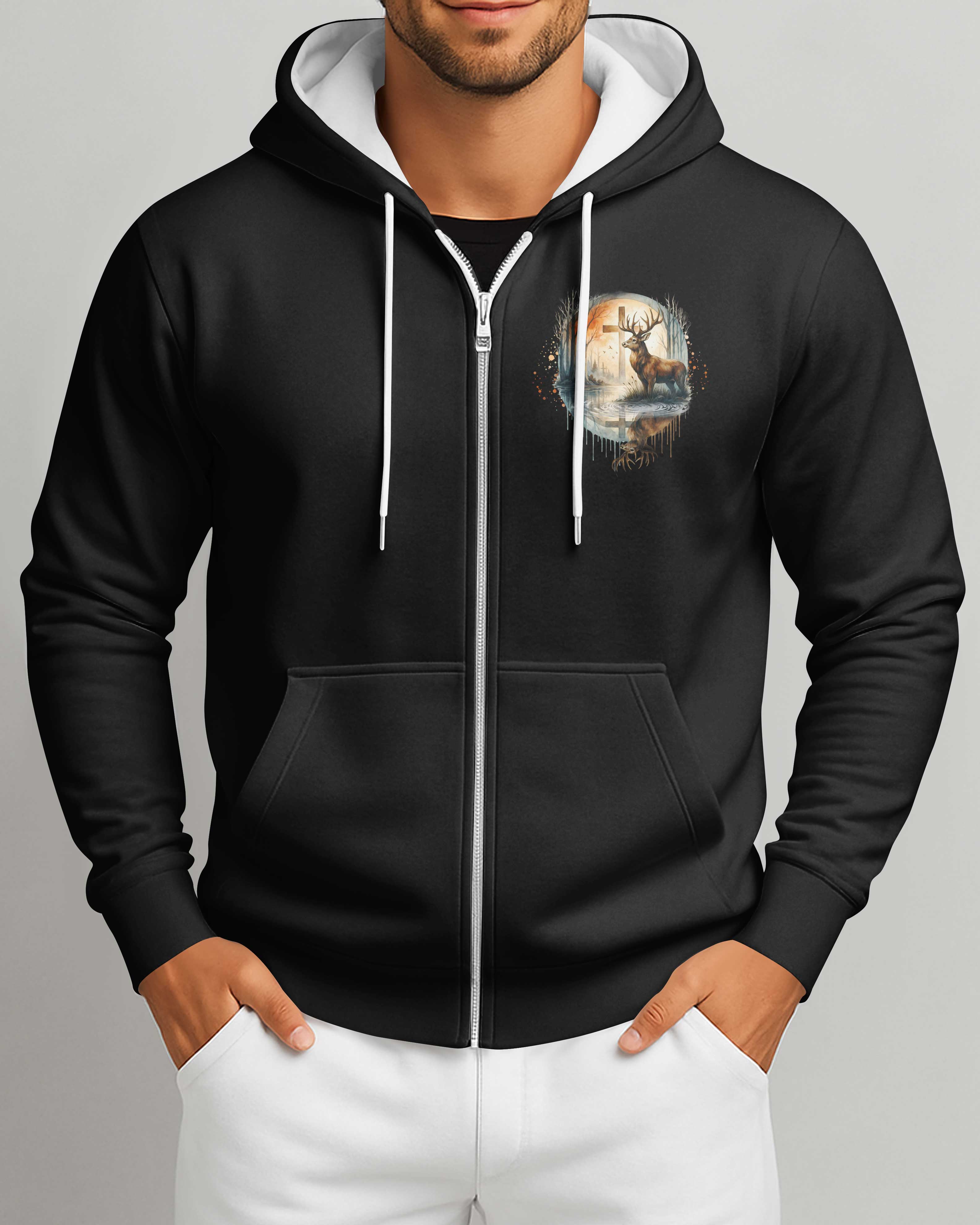 As The Deer Longs For Streams Of Water So My Soul Longs For You O God Psalm Zip Hoodie