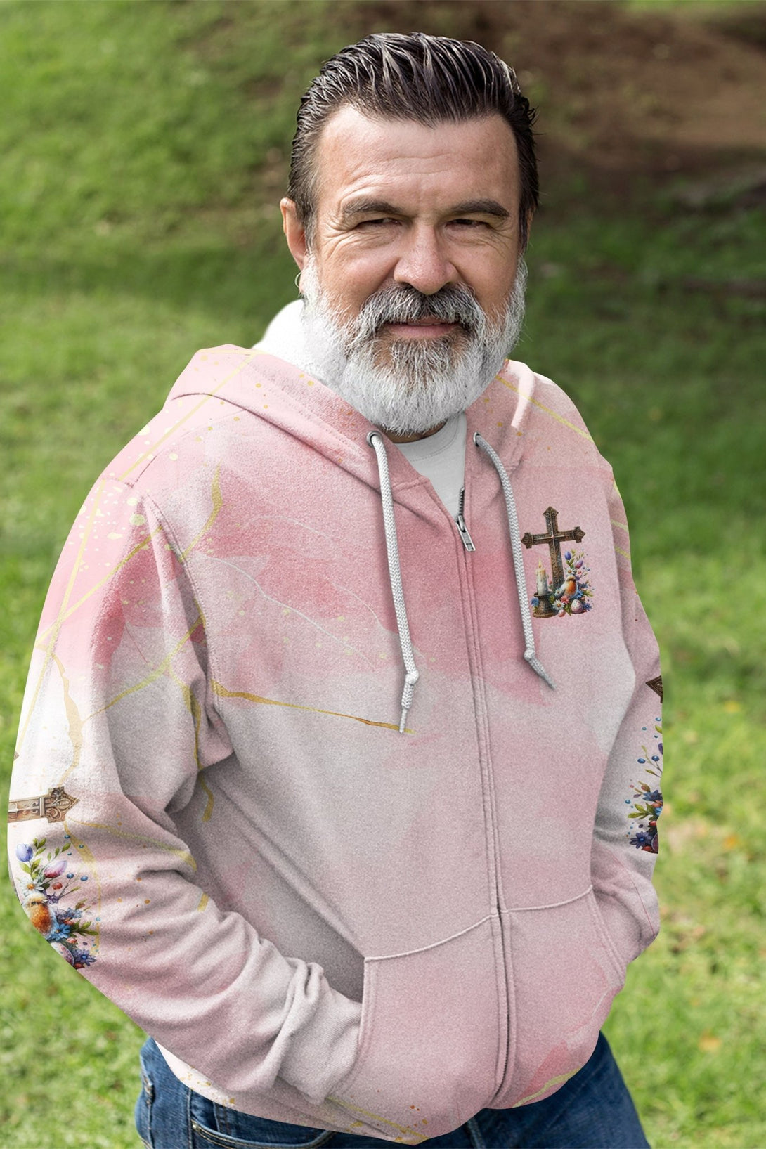 He Is Risen All Over Print Zip Hoodie - Christ Color