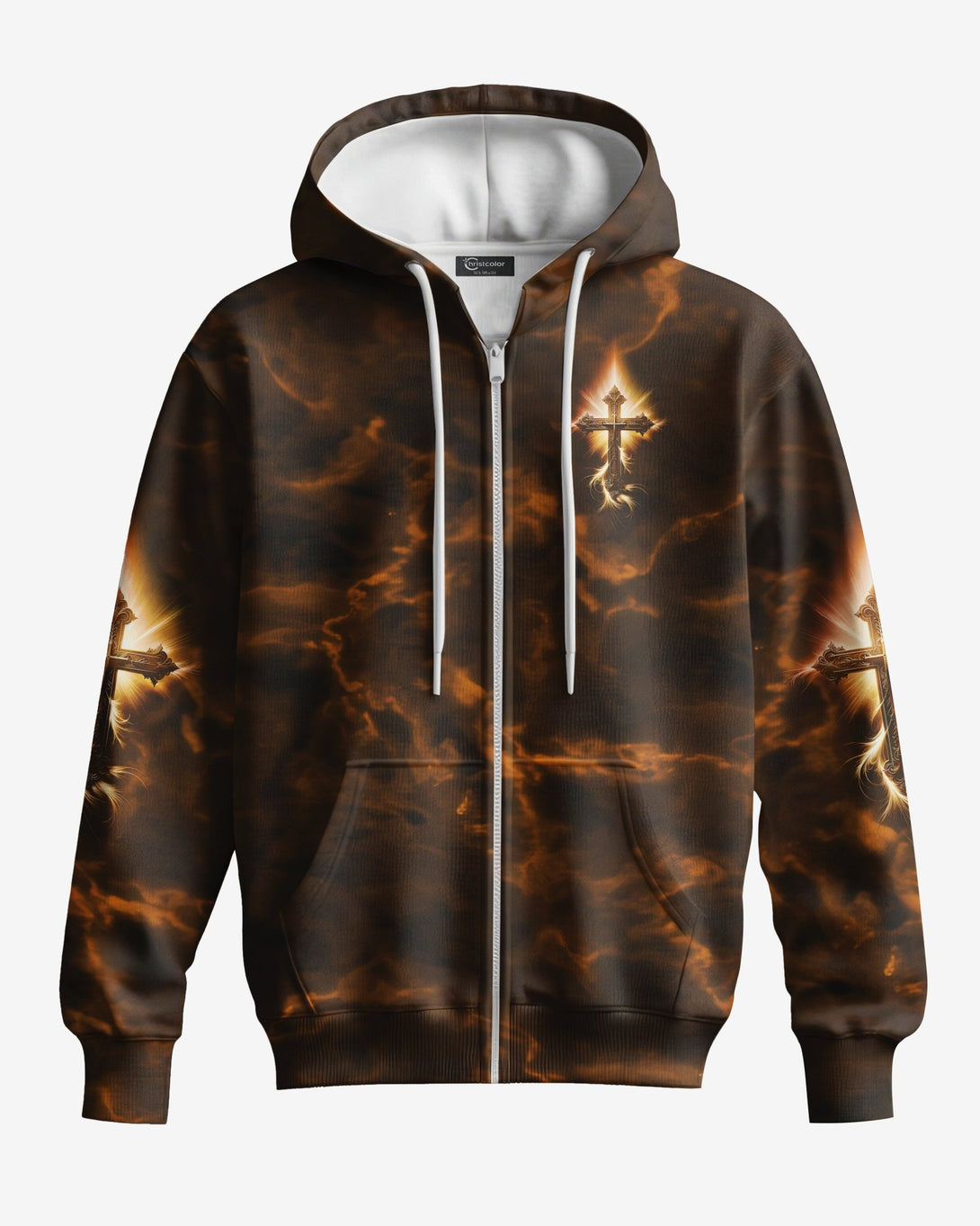 A Child Of God A Man Of Faith A Warrior Of Christ All Over Print Zip Hoodie - Christ Color