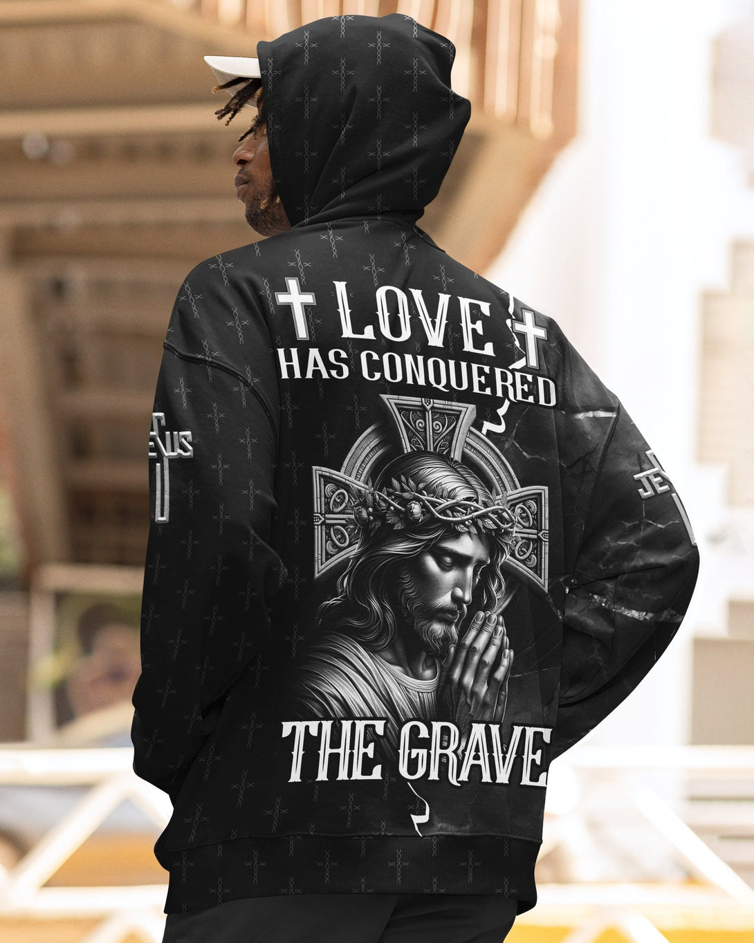 Love Has Conquered The Grave All Over Print Zip Hoodie - Christ Color