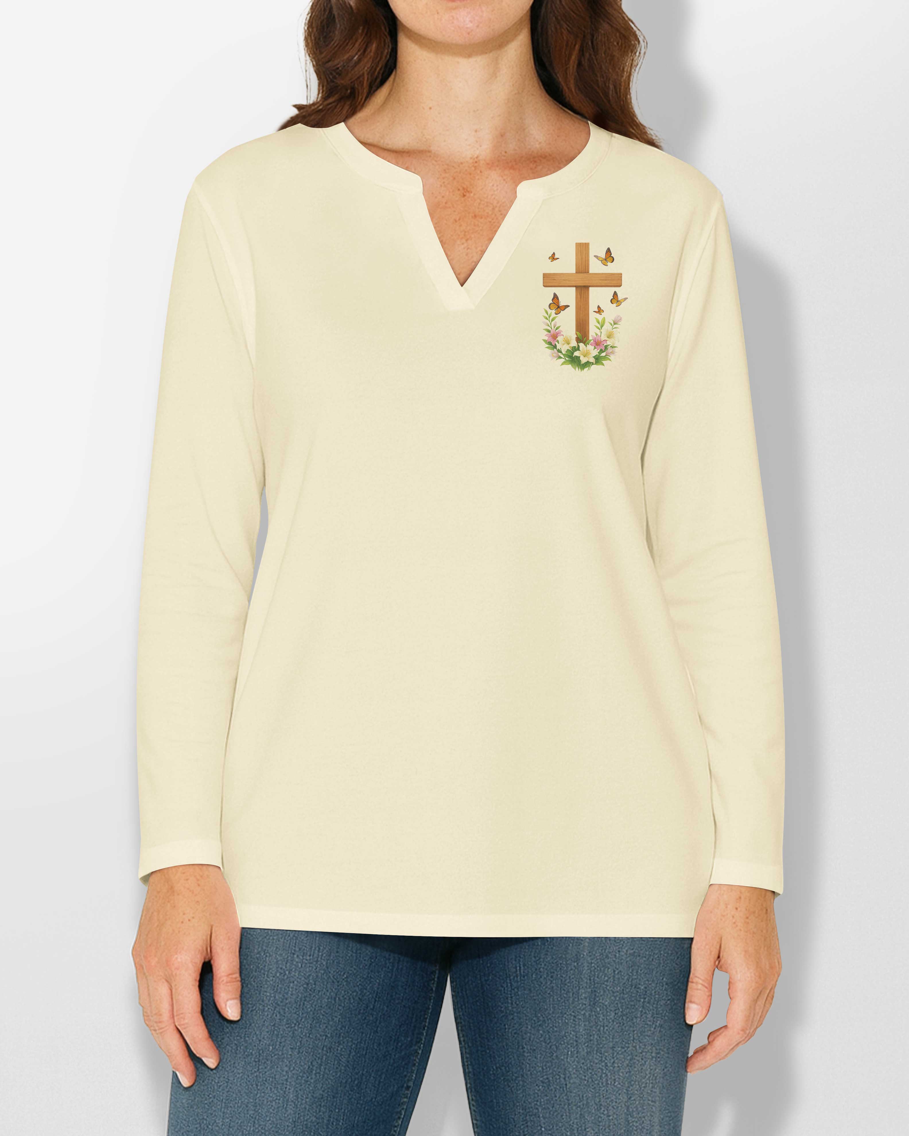 Thank You God V-neck Long Sleeves Shirt