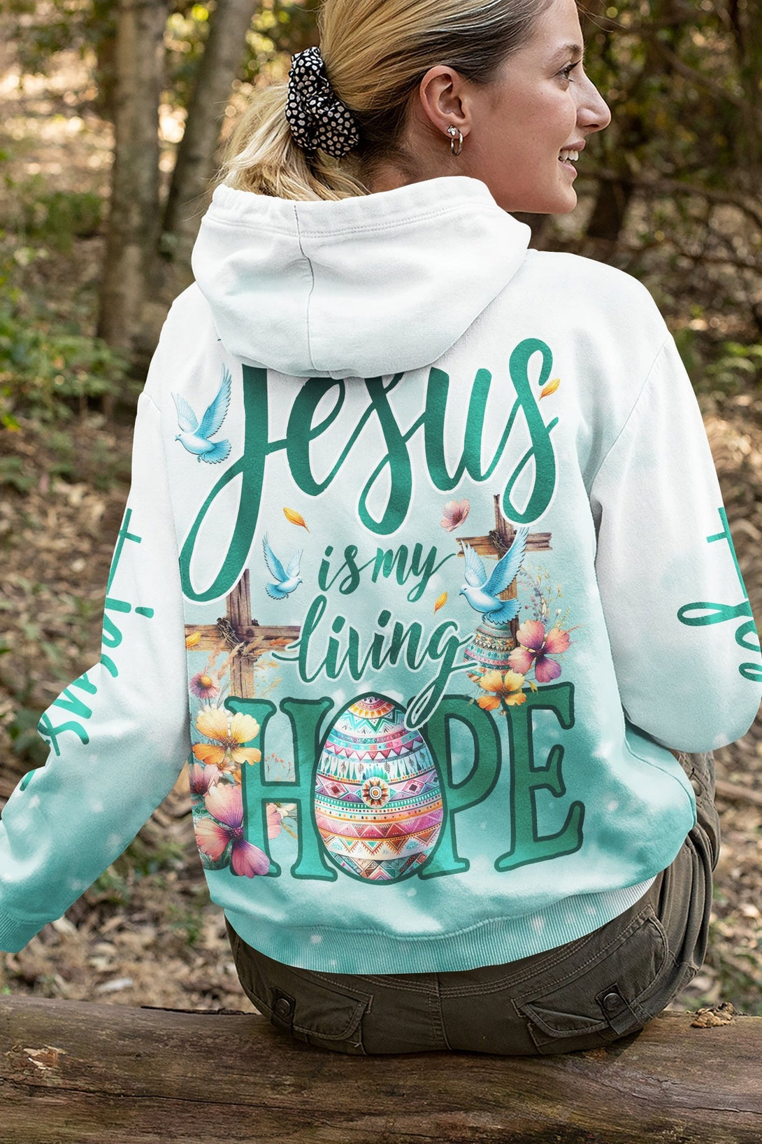 Jesus Is My Living Hope All Over Print Hoodie - Christ Color