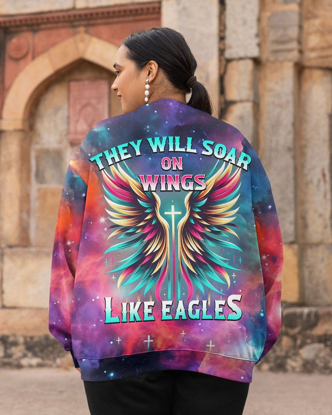 They Will Soar On Wings Like Eagles All Over Print Sweater - Christ Color