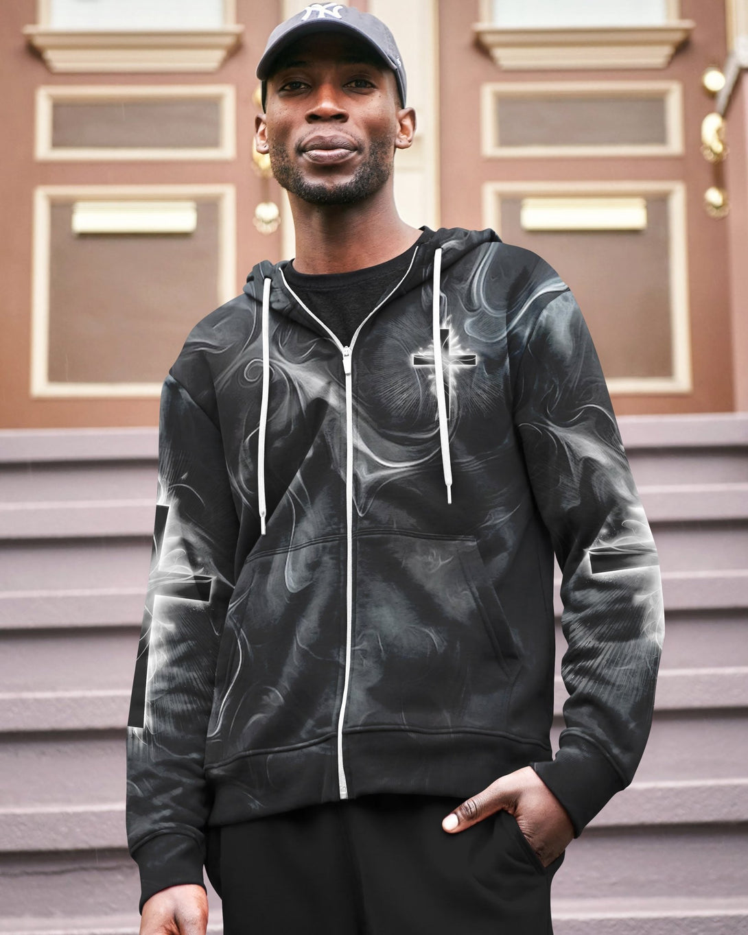 A Child Of God A Man Of Faith All Over Print Zip Hoodie - Christ Color