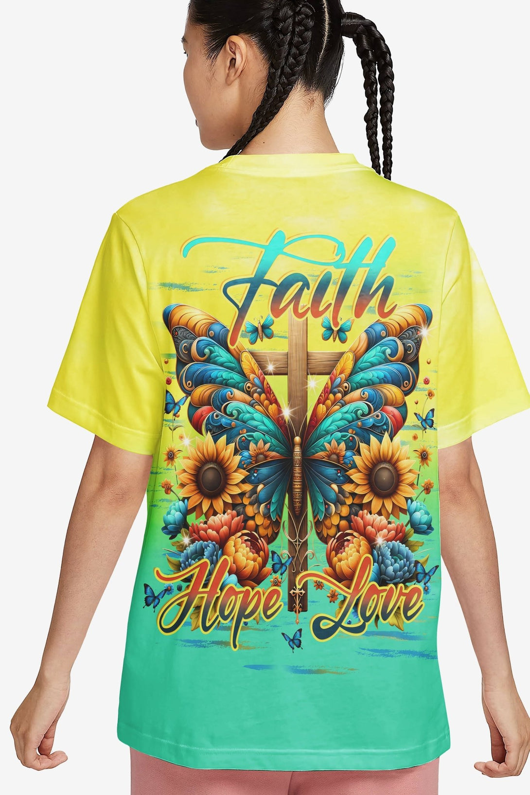 Faith Hope Love All Over Print T-shirt - Christ Color