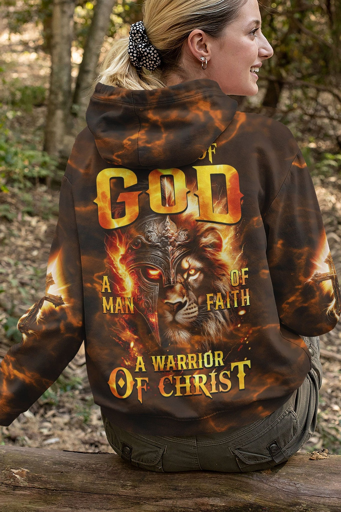 A Child Of God A Man Of Faith A Warrior Of Christ All Over Print Hoodie - Christ Color