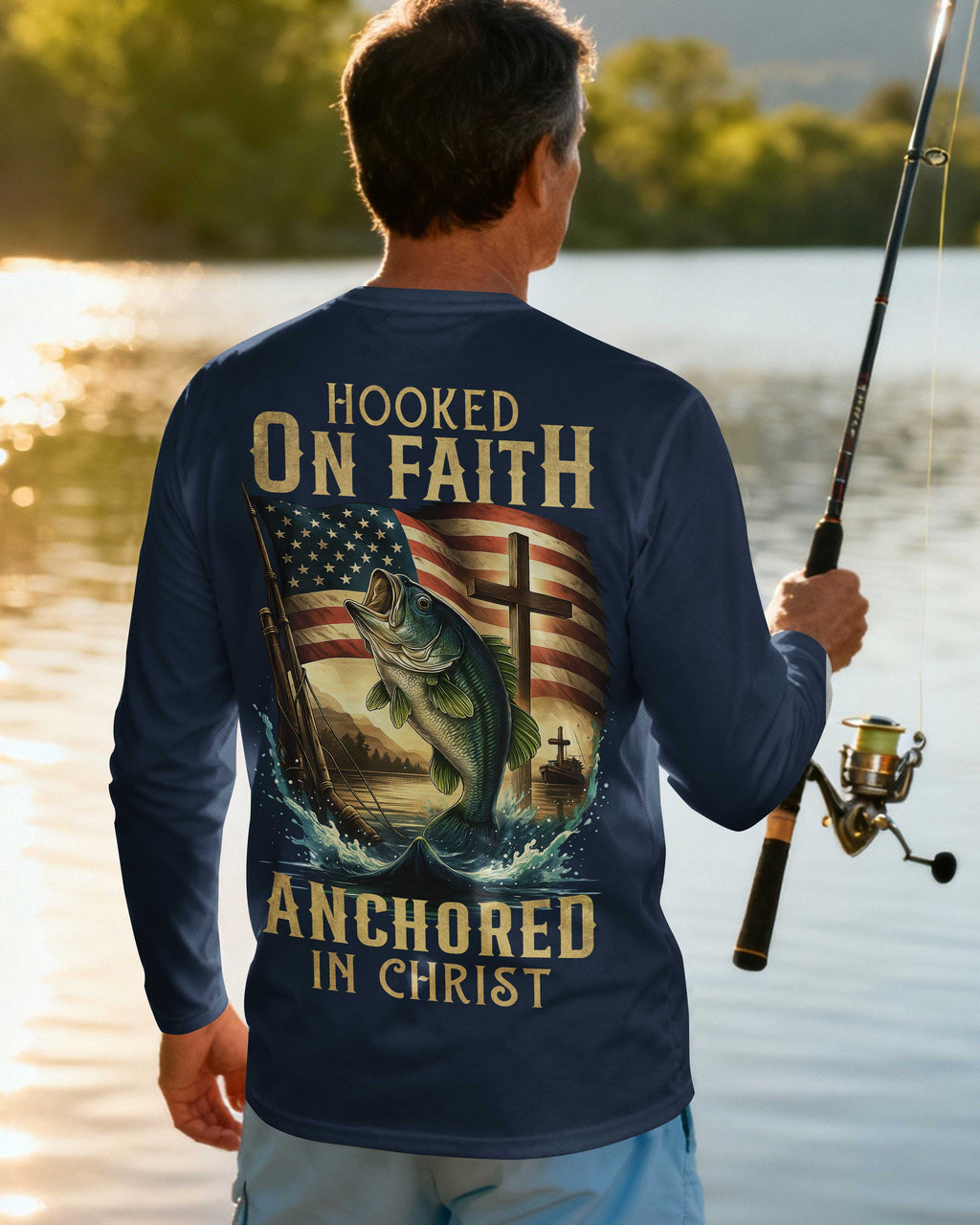 Hooked On Faith Anchored In Christ Long Sleeves T-Shirt