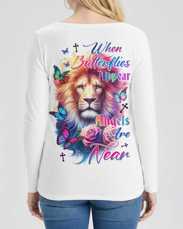 When Butterflies Appear V-neck Long Sleeves Shirt