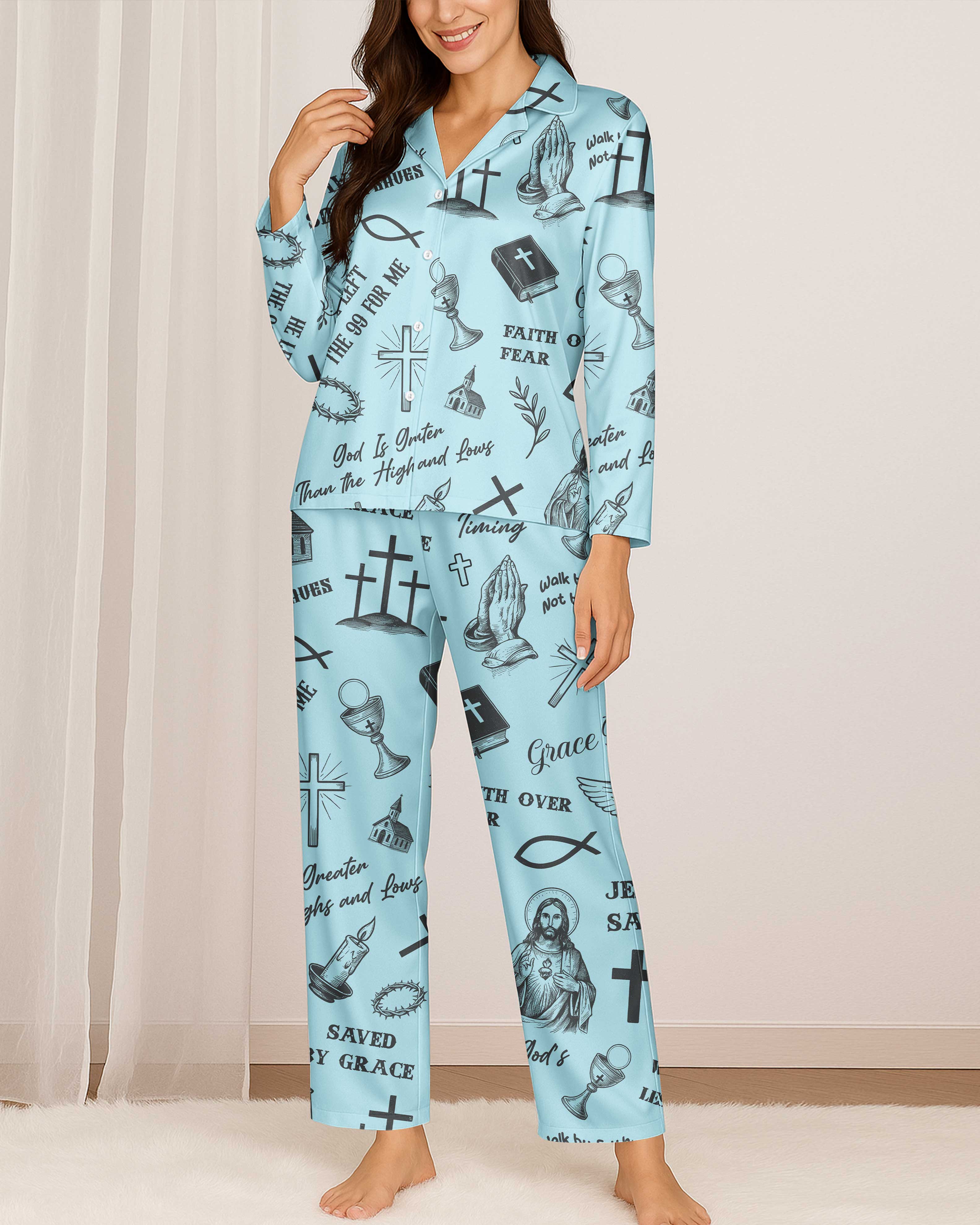 Jesus Saves Button Pajamas