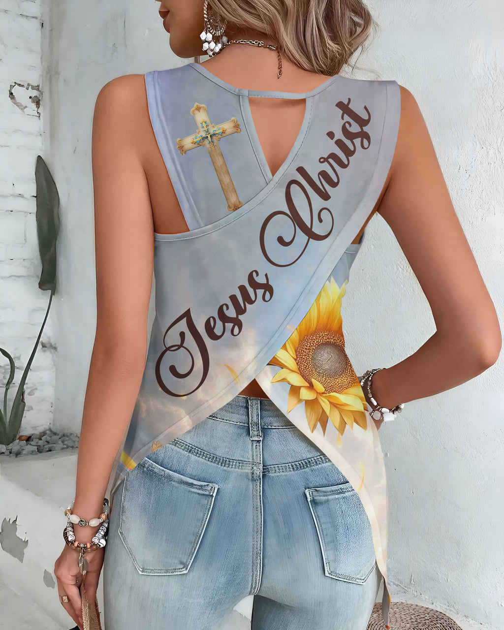 He Has Made Everything Beautiful In Its Time All Over Print Cut Out Wrap Back Tank Top