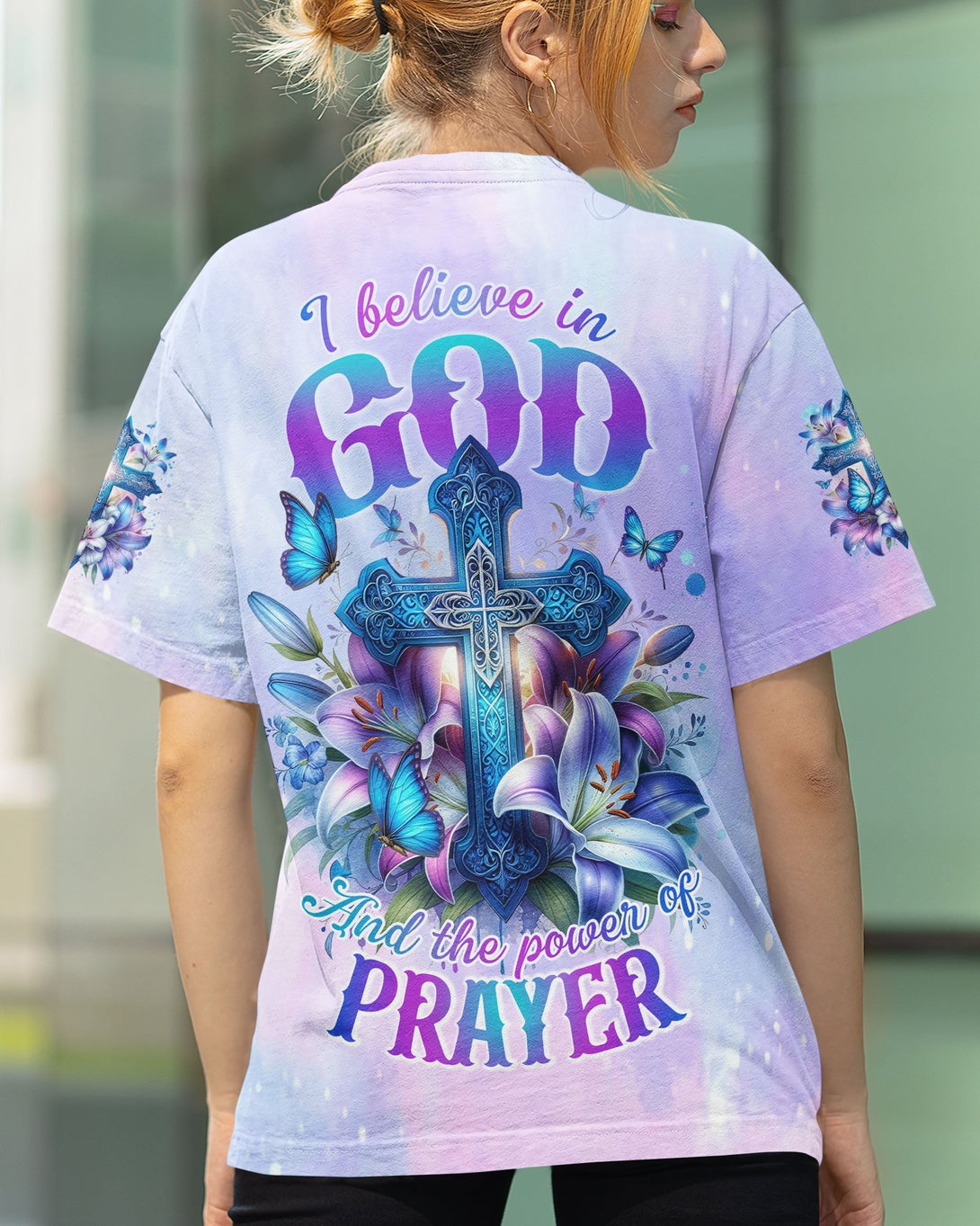 In God And The Power Of Prayer All Over Print T-shirt - Christ Color