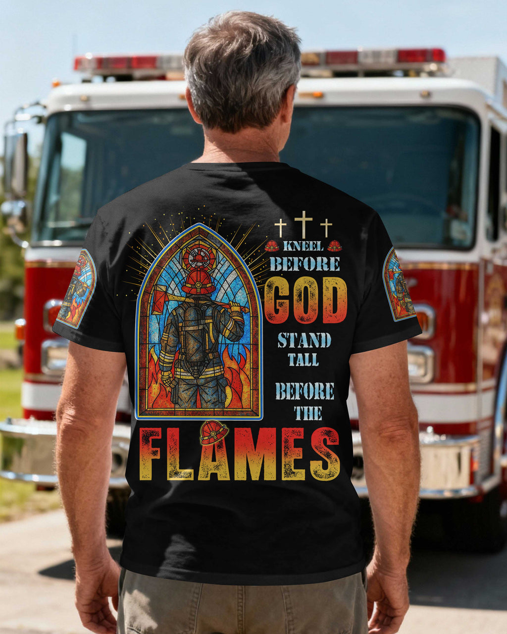 Kneel Before God Stand Tall Before The Flames T-Shirt