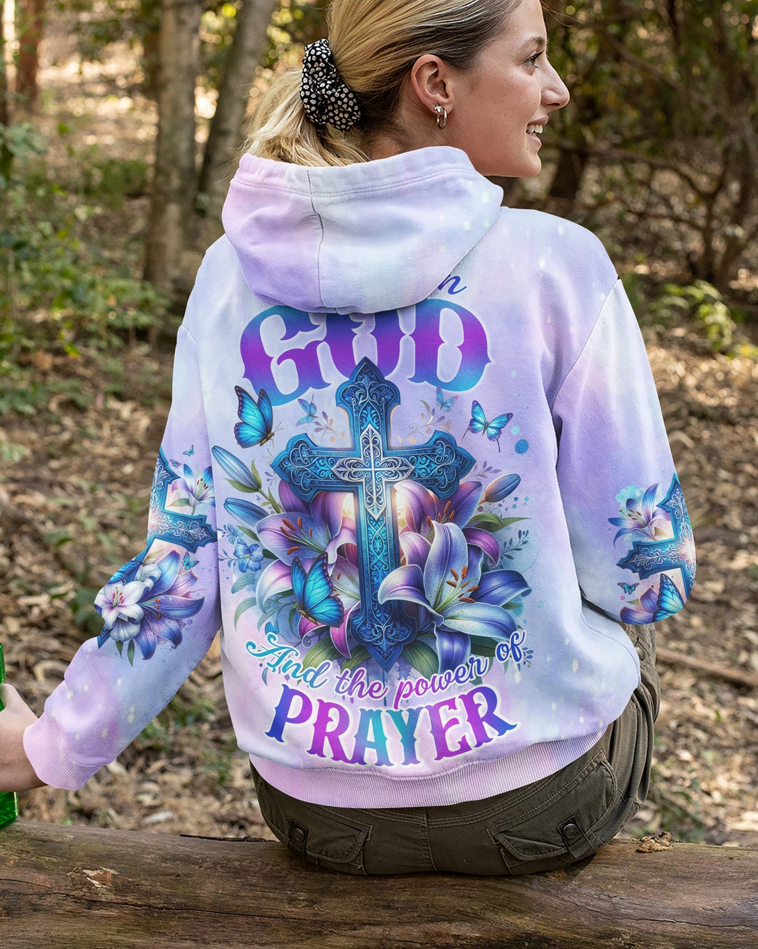 In God And The Power Of Prayer All Over Print Hoodie - Christ Color