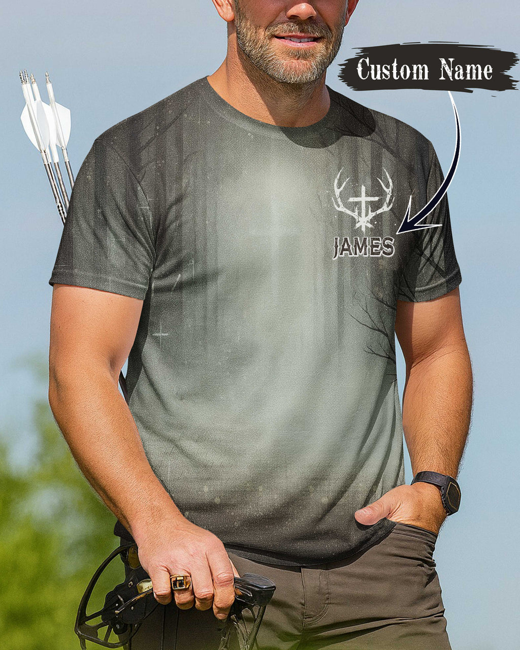 Born To Hunt Saved By Grace All Over Print Custom Name T-Shirt