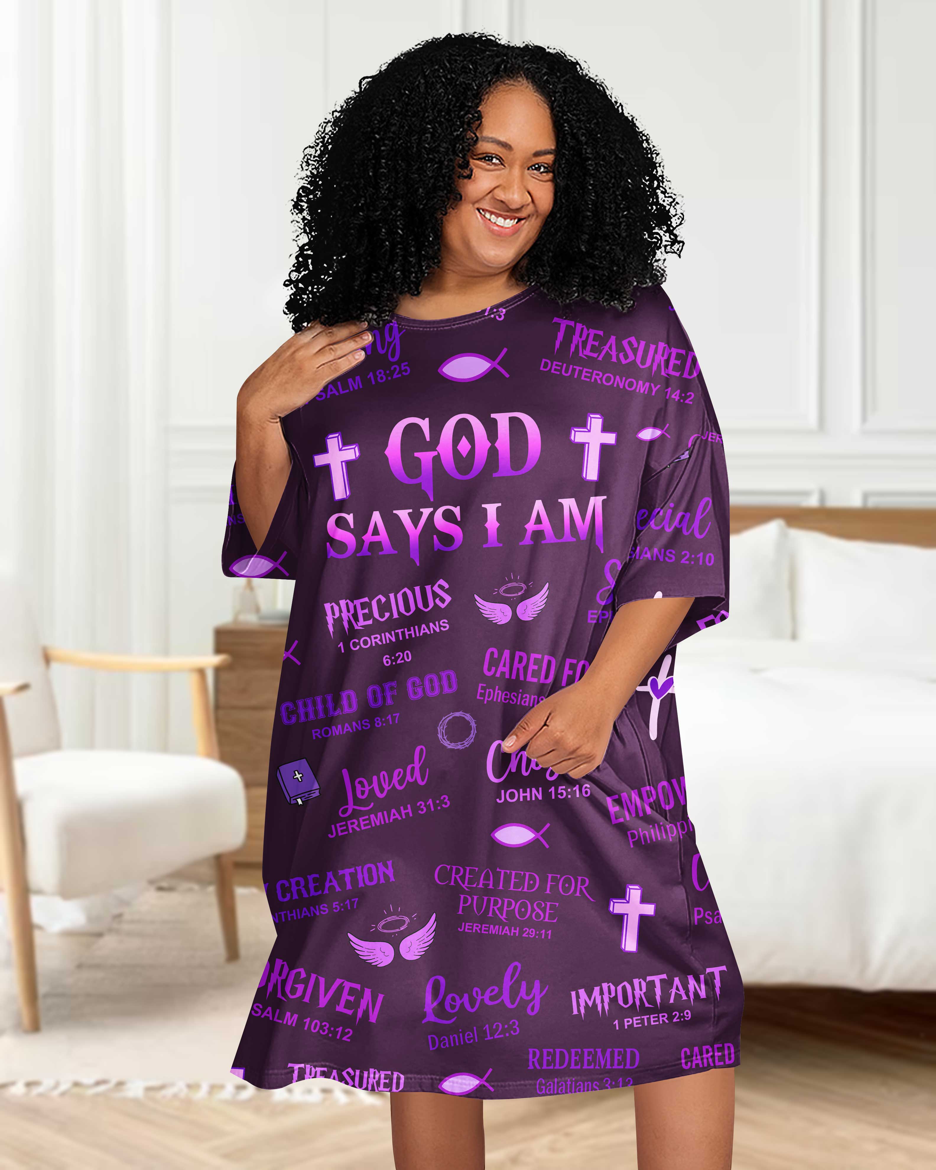 God Says I Am All Over Print Sleep Tee