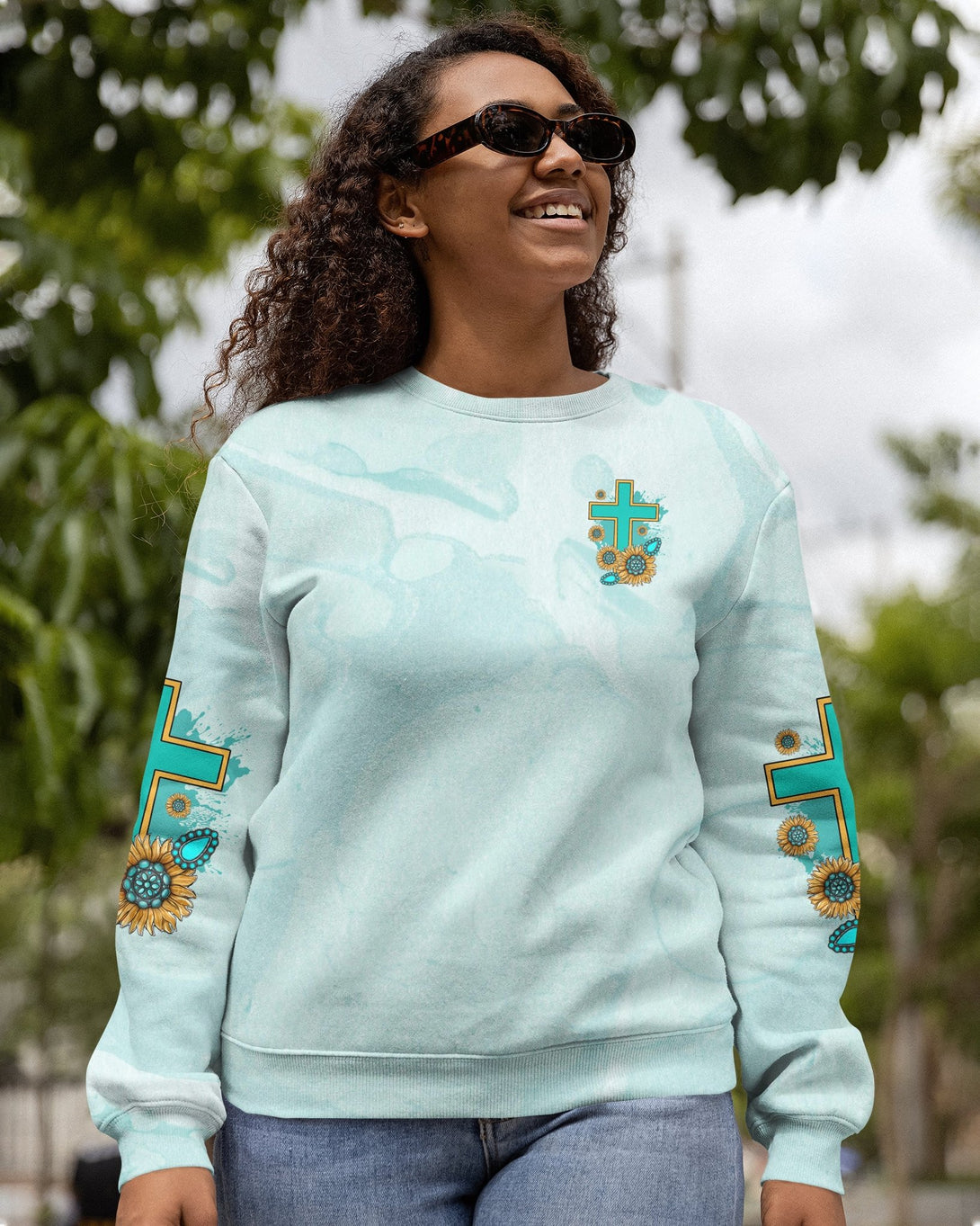 Jesus Take The Wheel All Over Print Sweater - Christ Color