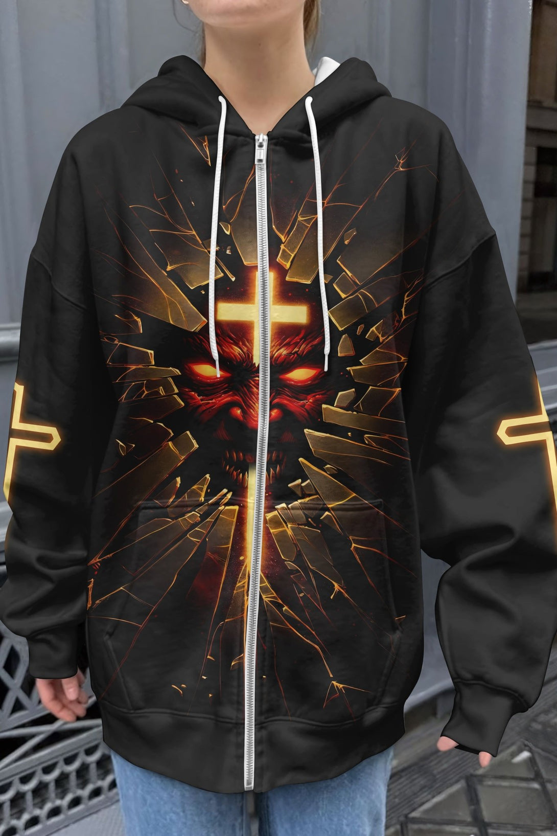 The Devil Is A Liar All Over Print Zip Hoodie - Christ Color