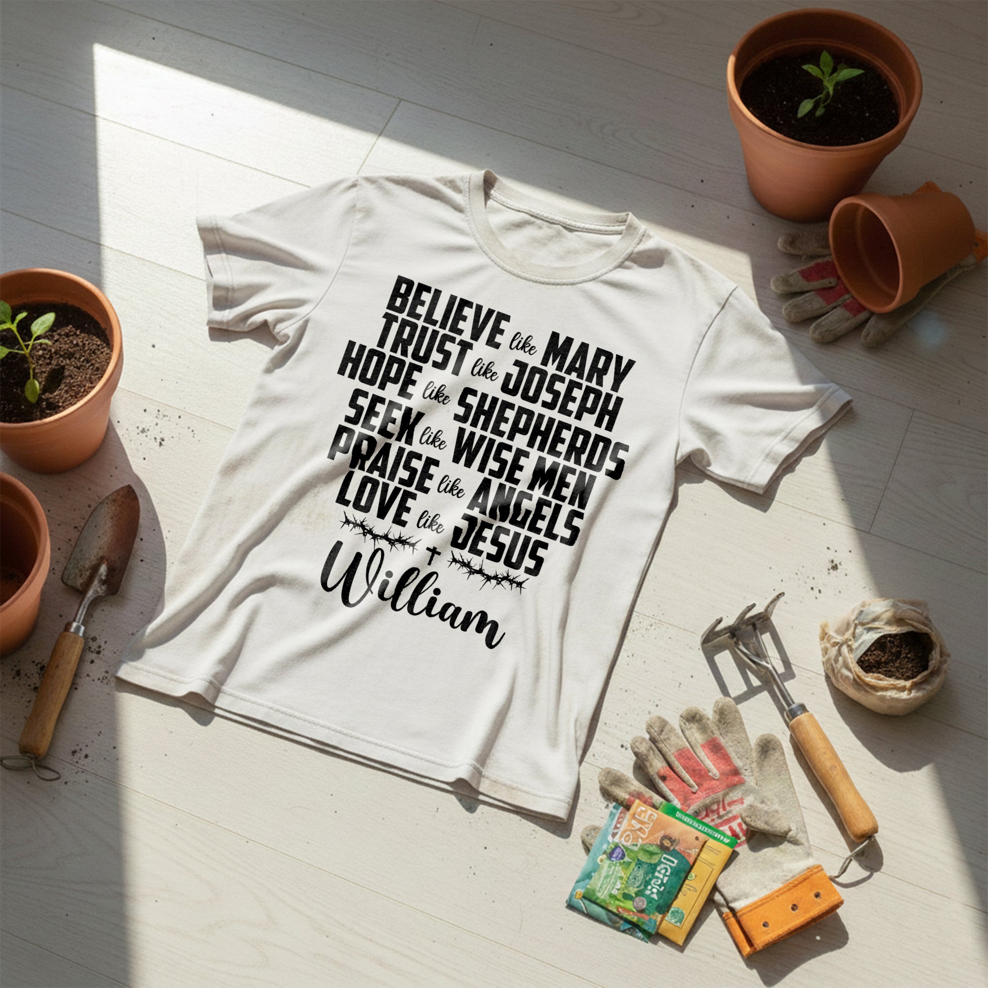 Believe Like Mary Trust Like Joseph Love Like Jesus T-Shirt