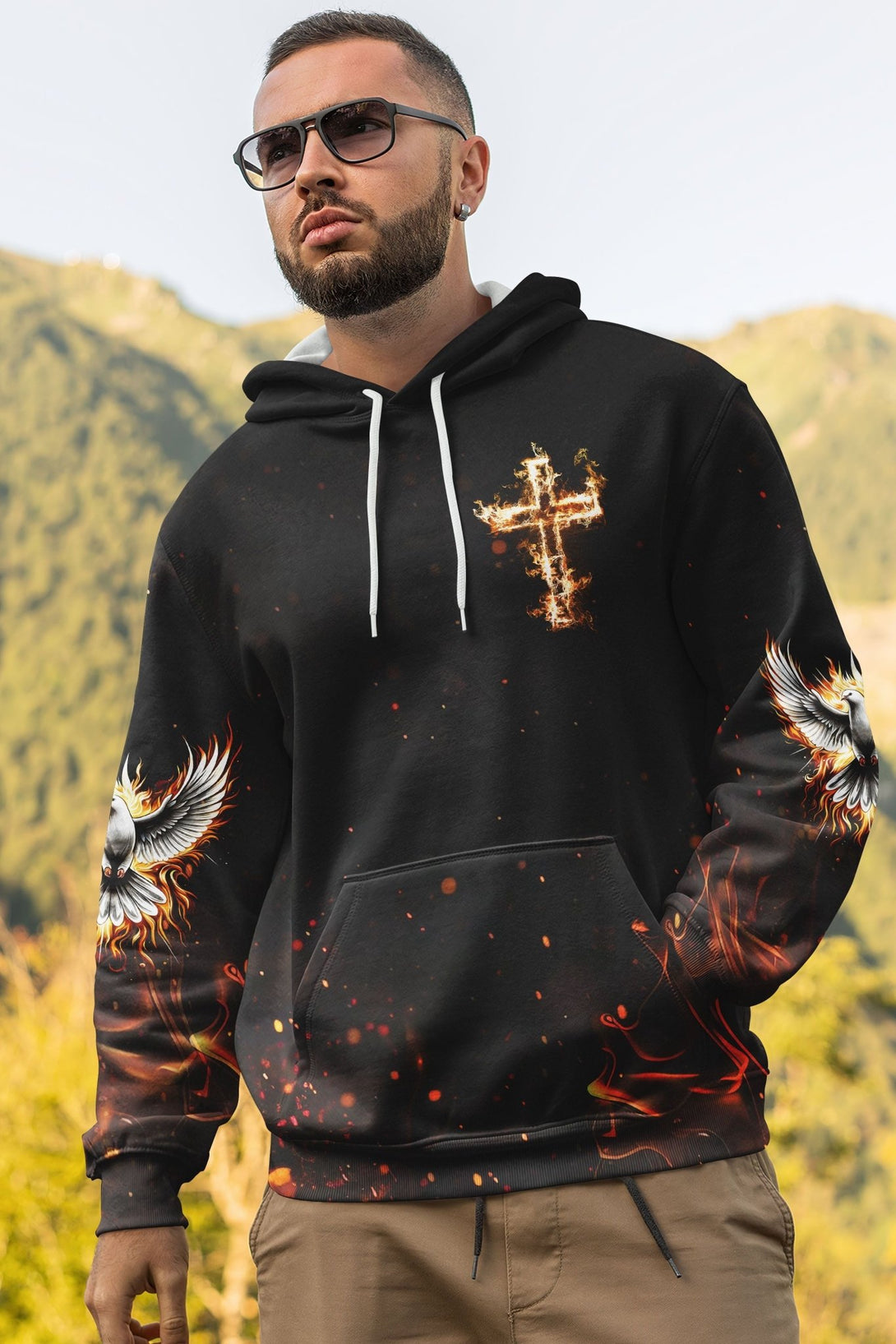 Baptized In Fire Matthew 3:11 All Over Print Hoodie - Christ Color