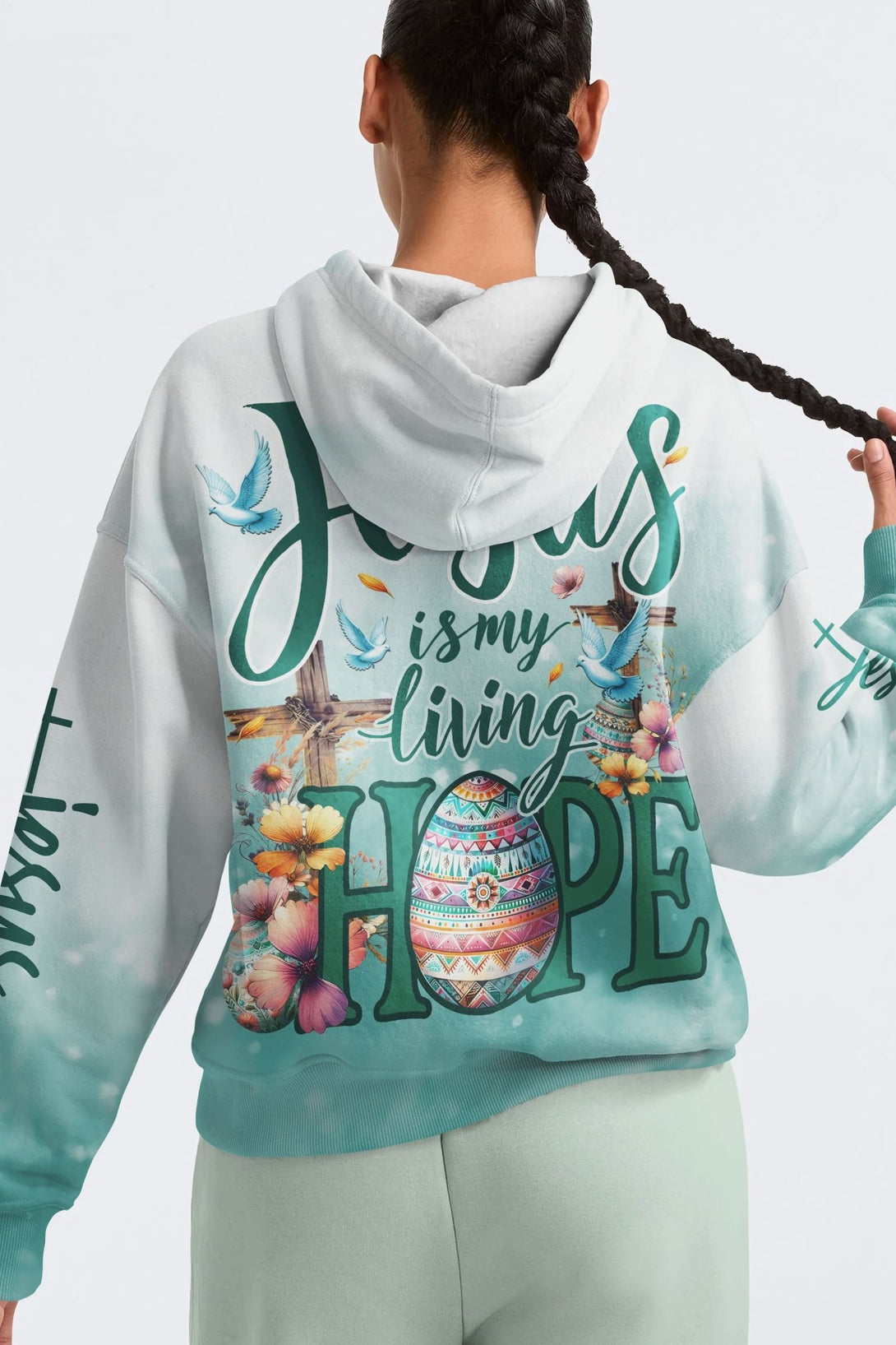 Jesus Is My Living Hope All Over Print Hoodie - Christ Color