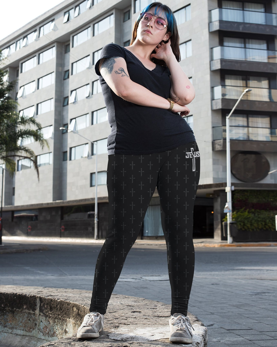 Love Has Conquered The Grave All Over Print Leggings - Christ Color