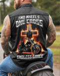 Two Wheels One Cross Sleevesless Denim T-Shirt