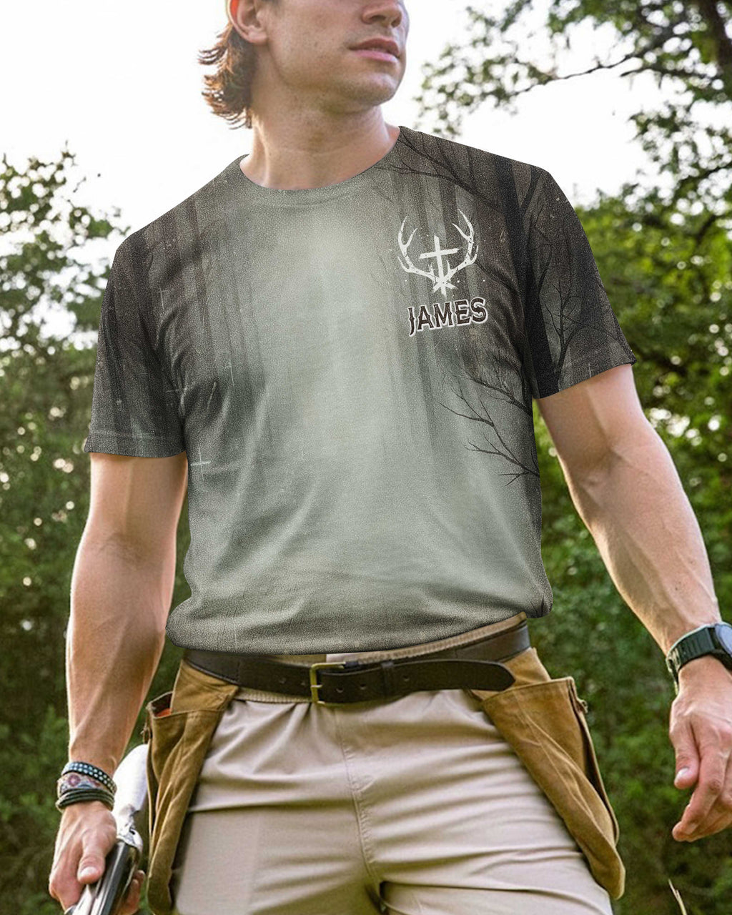 Born To Hunt Saved By Grace All Over Print Custom Name T-Shirt