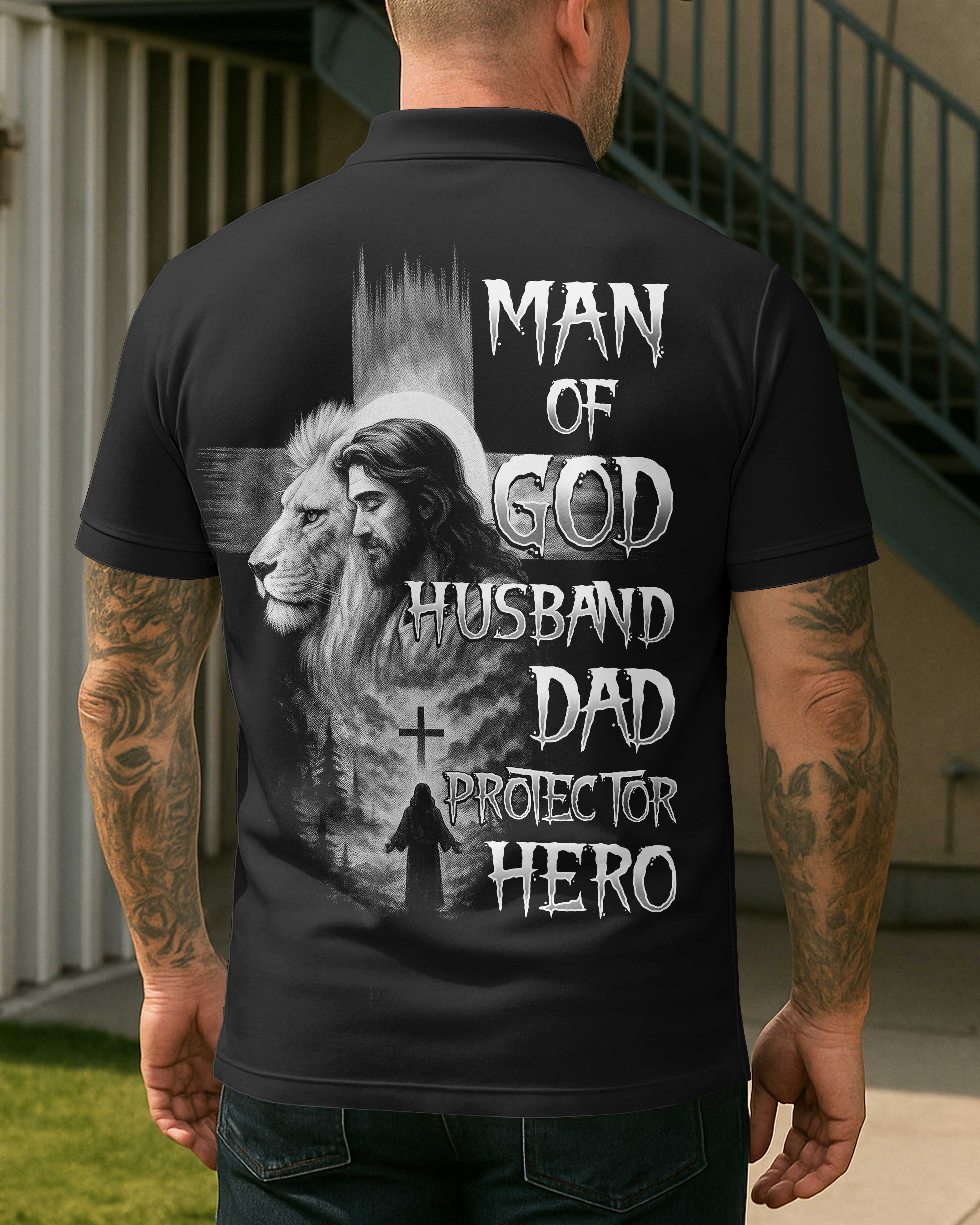 Man Of God Husband Dad Protector Hero T-Shirt