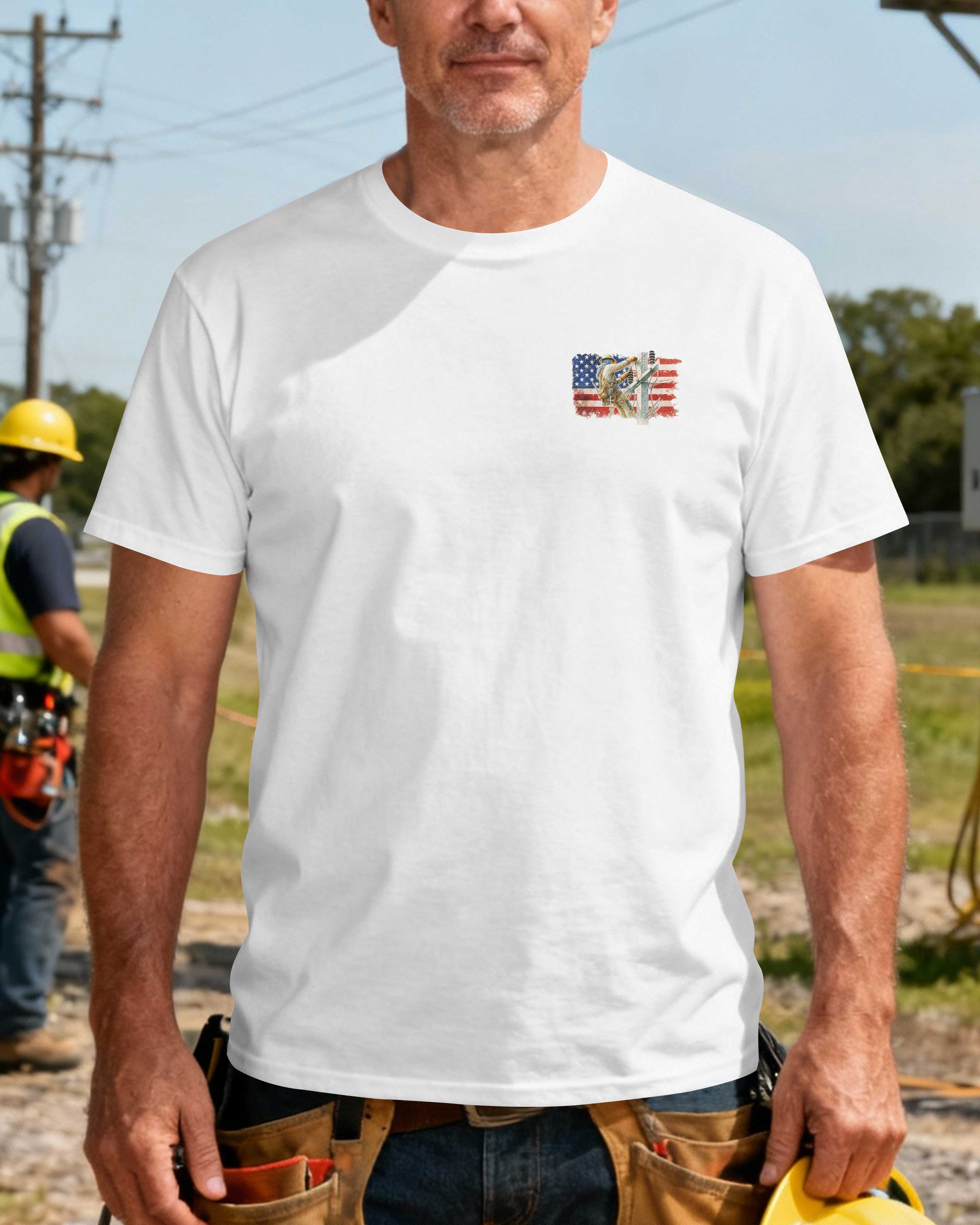 Retired Lineman Built By Grit Blessed By God T-Shirt