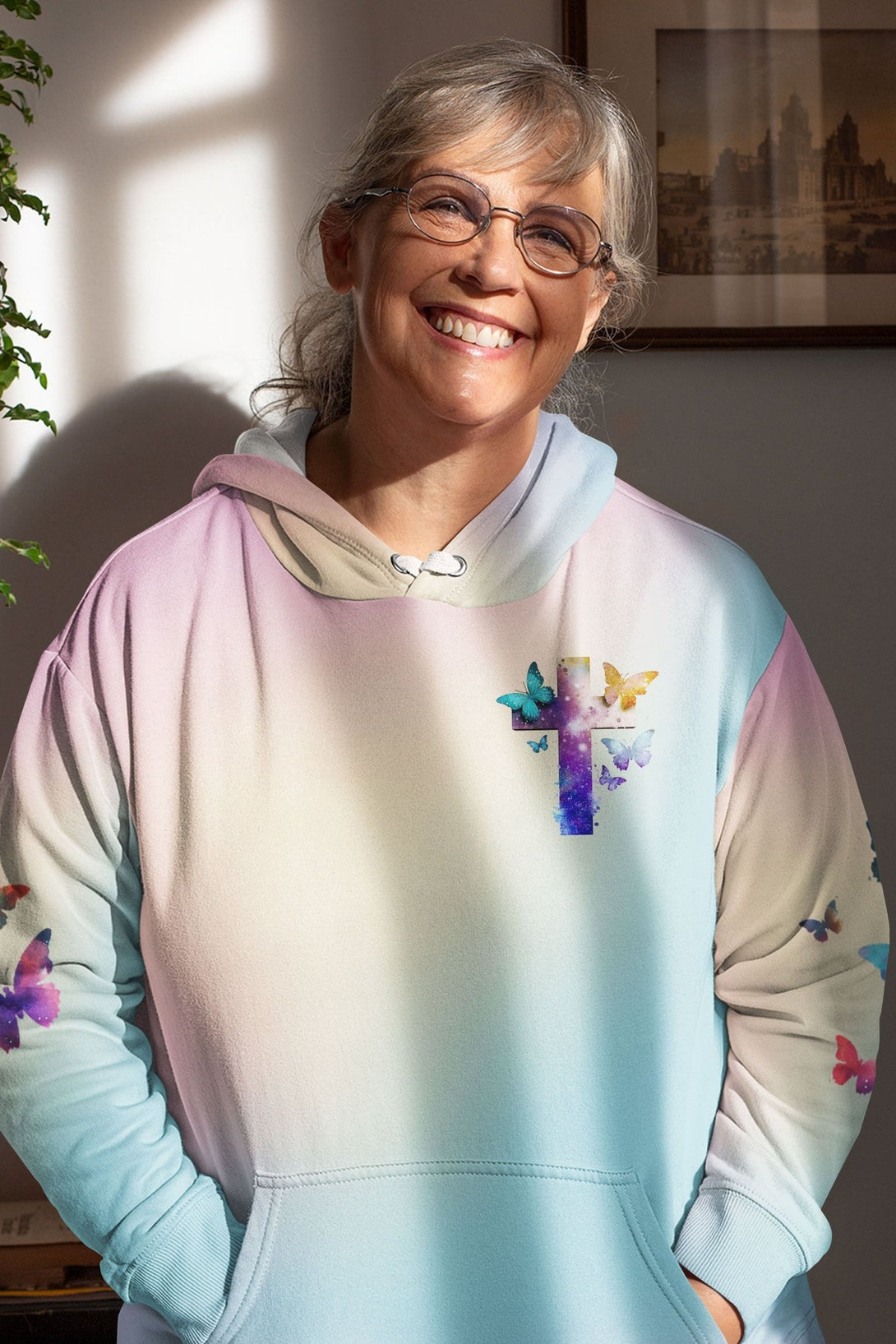 Butterfly Faith Hope Love All Over Print Hoodie - Christ Color