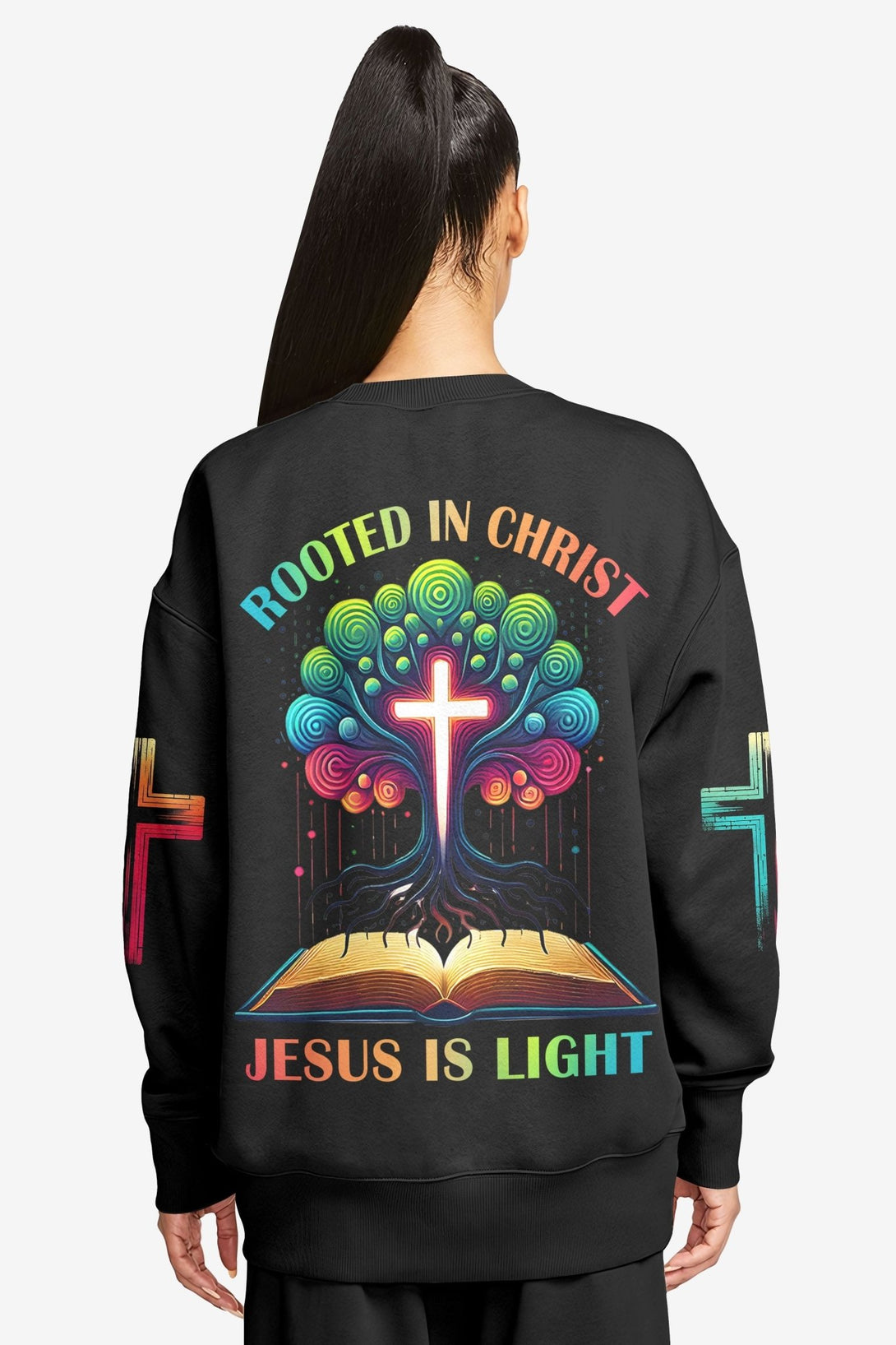 Rooted In Christ Jesus Is Light All Over Print Sweater - Christ Color