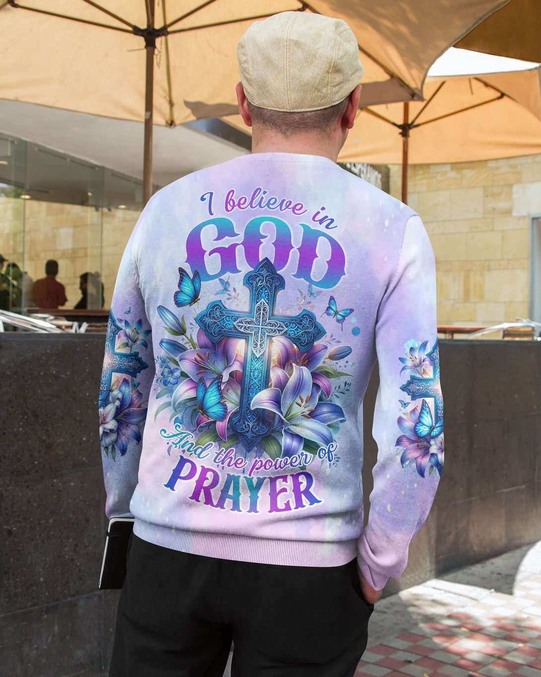 In God And The Power Of Prayer All Over Print Sweater - Christ Color